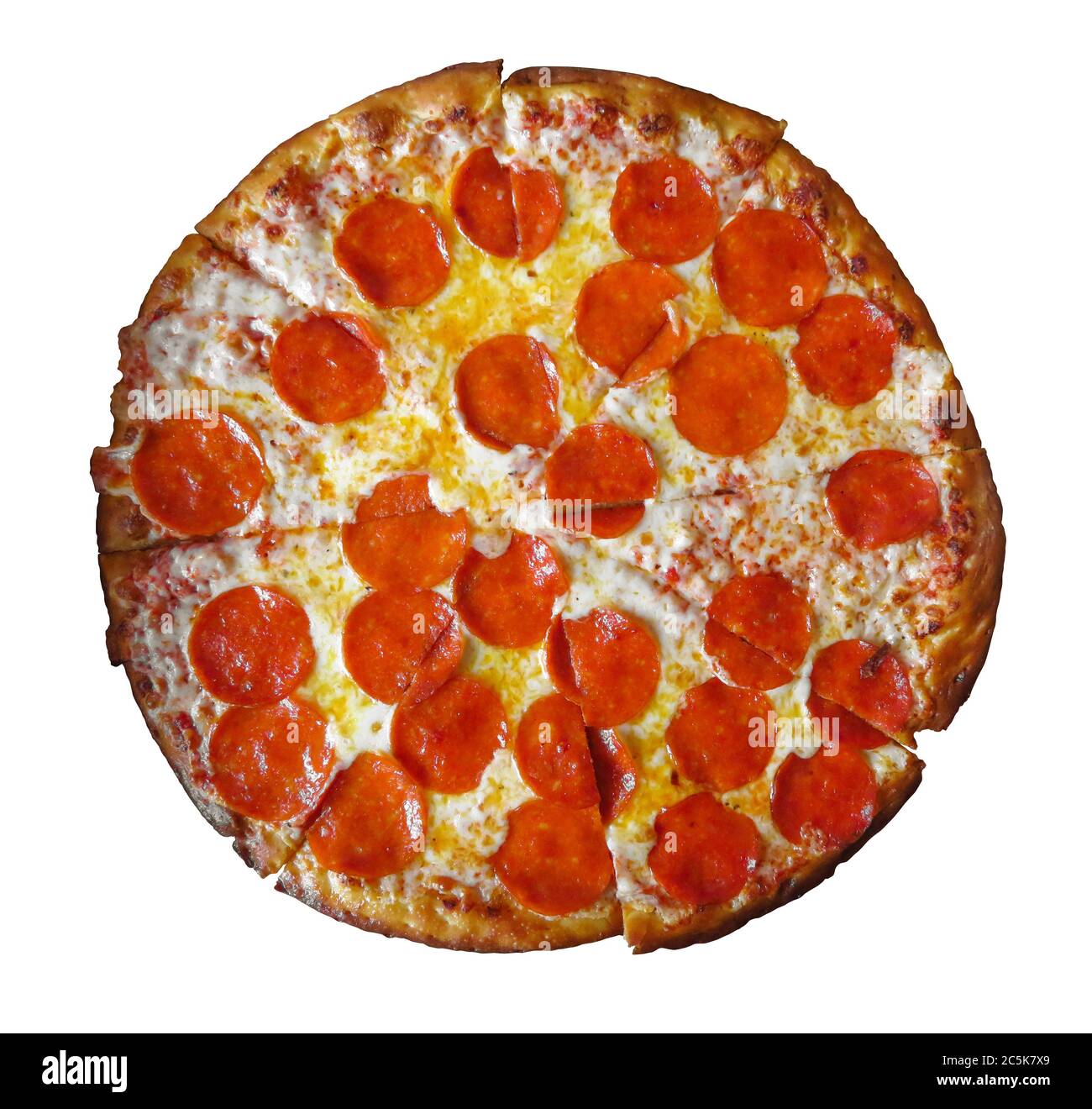 Pizza isoliert auf weiß. Beschneidungspfad enthalten. Stockfoto