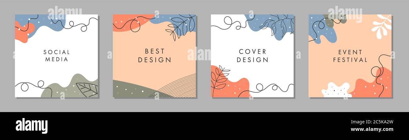 Trendige abstrakte quadratische Vorlage mit buntem Konzept. Kann für Beiträge in sozialen Medien, mobile Apps, Bannerdesign, Web- oder Internetwerbung verwendet werden. Stock Vektor