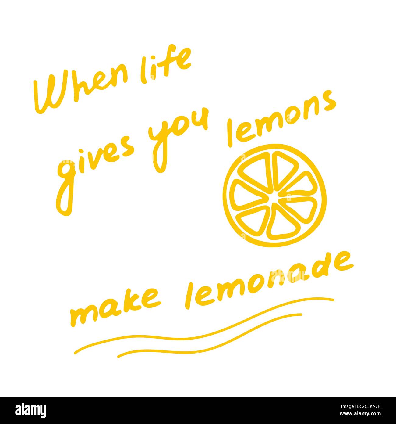 Hand geschrieben Inschrift, wenn das Leben gibt Ihnen Zitrone machen Limonade. Symbol für Zitronendudel. Stock Vektor