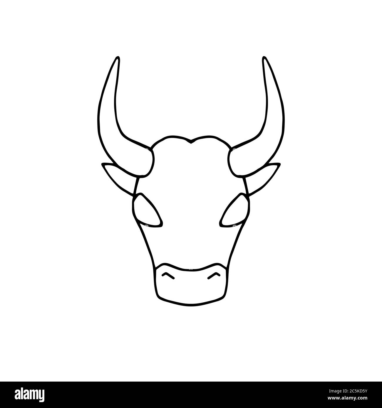 Stiersymbol. OX-Logo. Kuhsymbol. Handgezeichnete Doodle-Illustration Stock Vektor