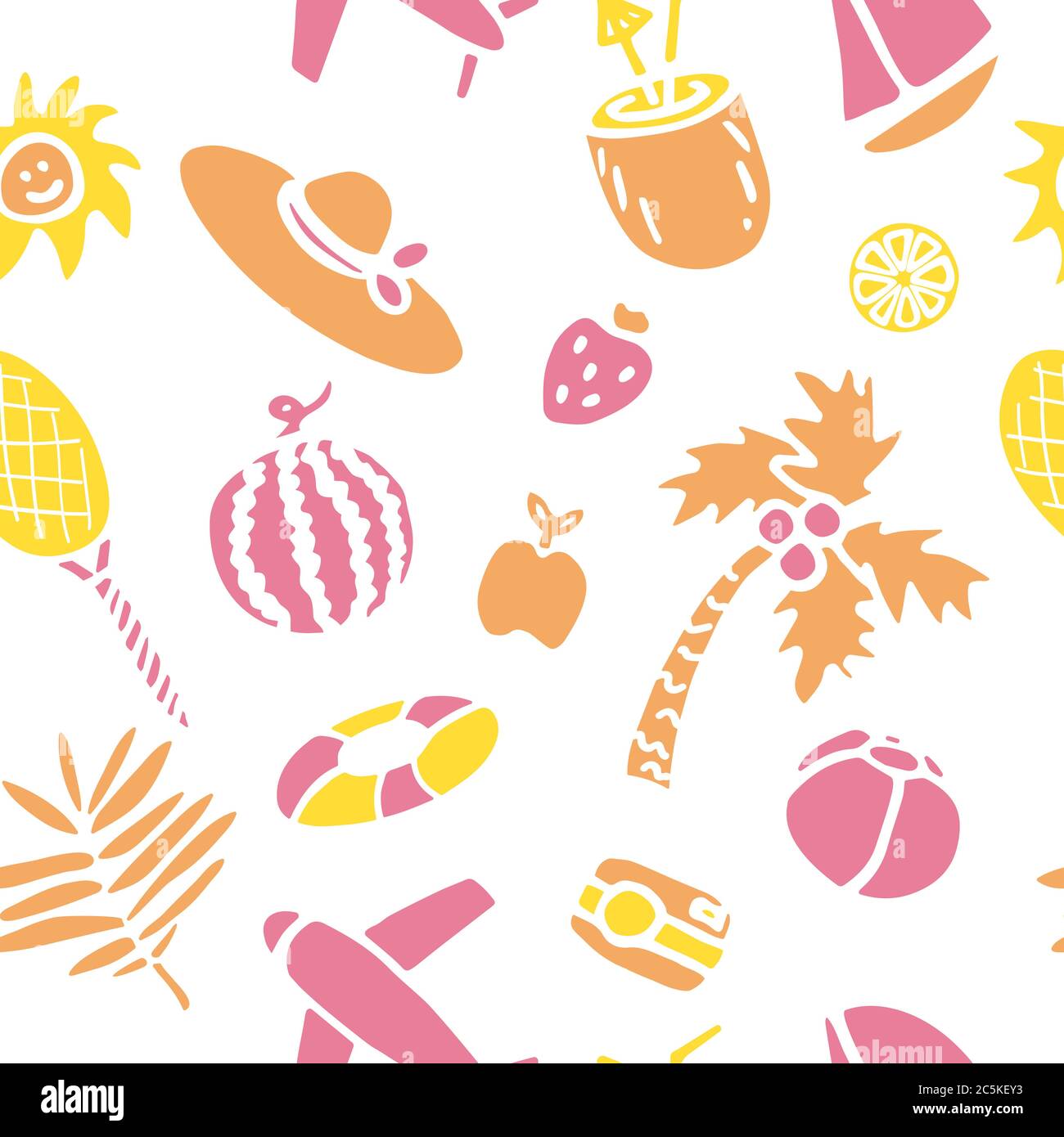 Hand gezeichnet Doodle Sommer nahtlose Muster Vektor-Illustration skizzenhaft Sommer Urlaub Elemente Sammlung isoliert Urlaub Objekte Cartoon Sommer Stock Vektor