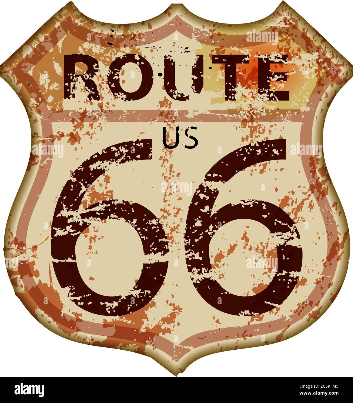 Route 66 Schild, gestürzt grungy Straßenschild, Retro-Stil, Vektor-Illustration Stock Vektor