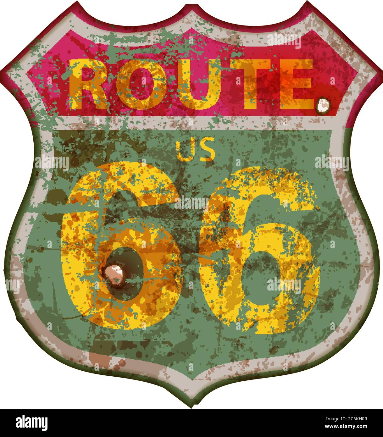 Route 66 Schild, gestürzt grungy Straßenschild, Retro-Stil, Vektor-Illustration Stock Vektor