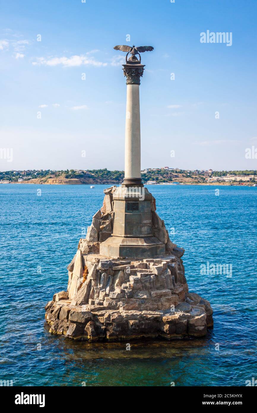 Denkmal für die versenkten Kriegsschiffe in Sewastopol, Krim, Ukraine oder Russland Stockfoto