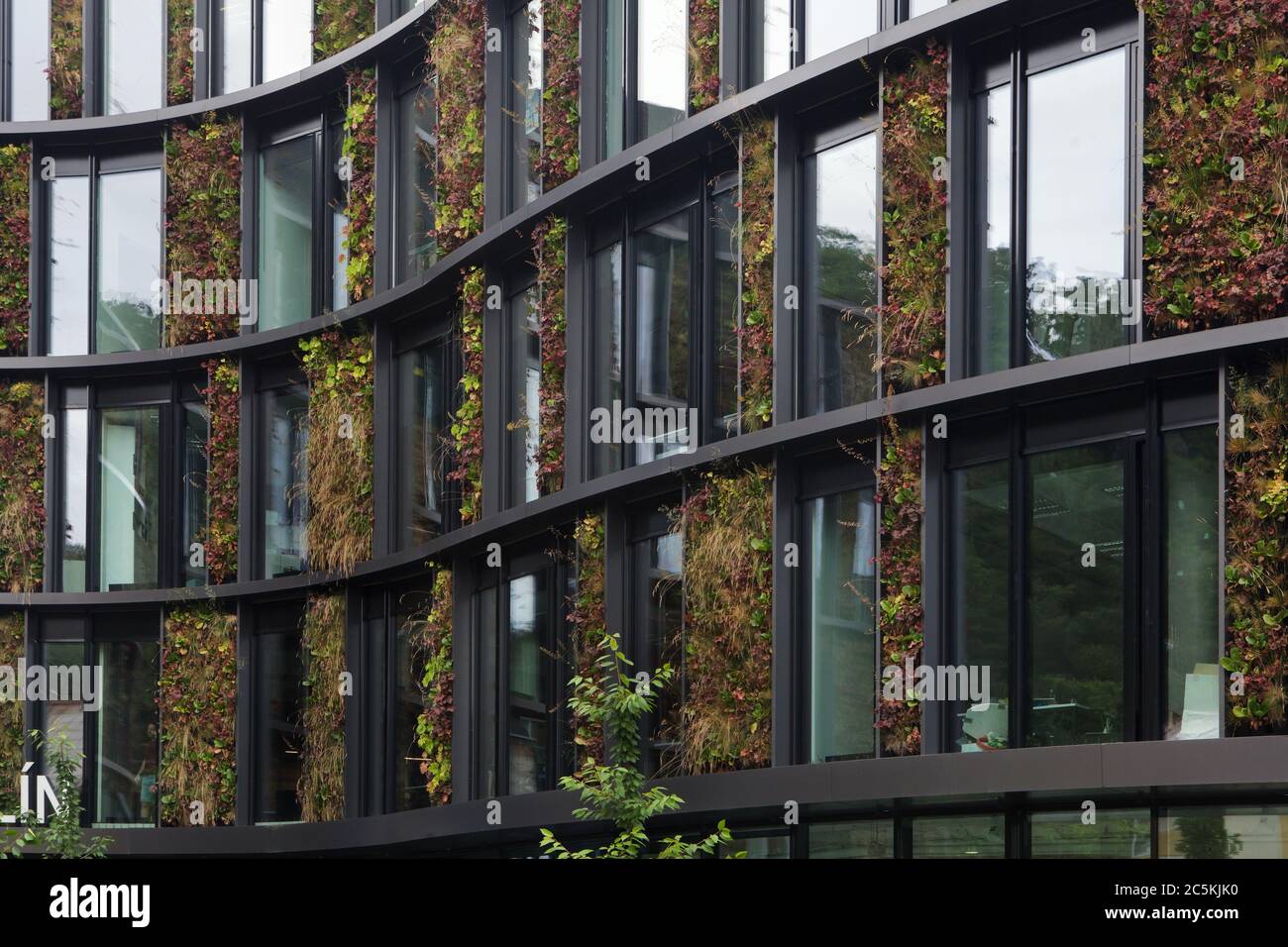 Wohnfassaden des Bürogebäudes AFI Karlín Butterfly im Stadtteil Karlín in Prag, Tschechische Republik. Das Gebäude, das von den tschechischen Architekten David Richard Chisholm und Vít Máslo aus dem CMC architects Studio entworfen wurde, wurde zwischen 2014 und 2018 gebaut. Stockfoto
