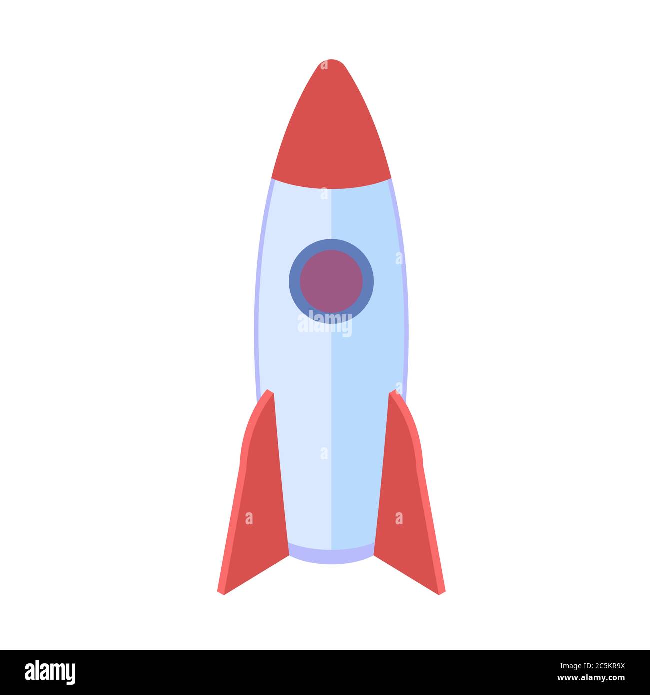 Raketenschiff im trendigen flachen Stil. Vektorgrafik. EPS 10. Stock Vektor