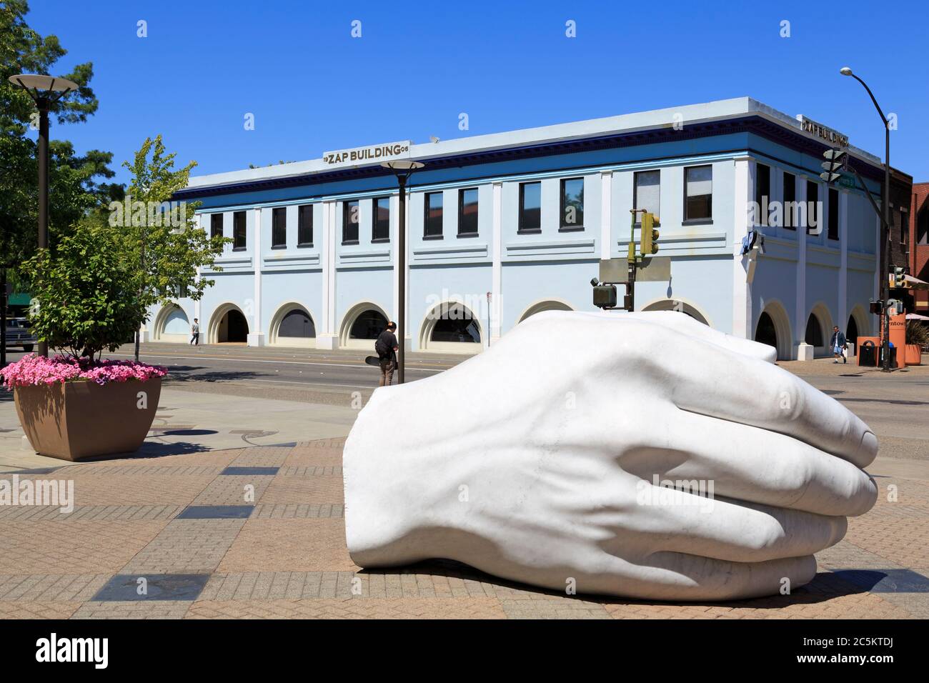 Handskulptur, Snata Rosa Plaza Mall, Santa Rosa, Sonoma County, Kalifornien, USA Stockfoto