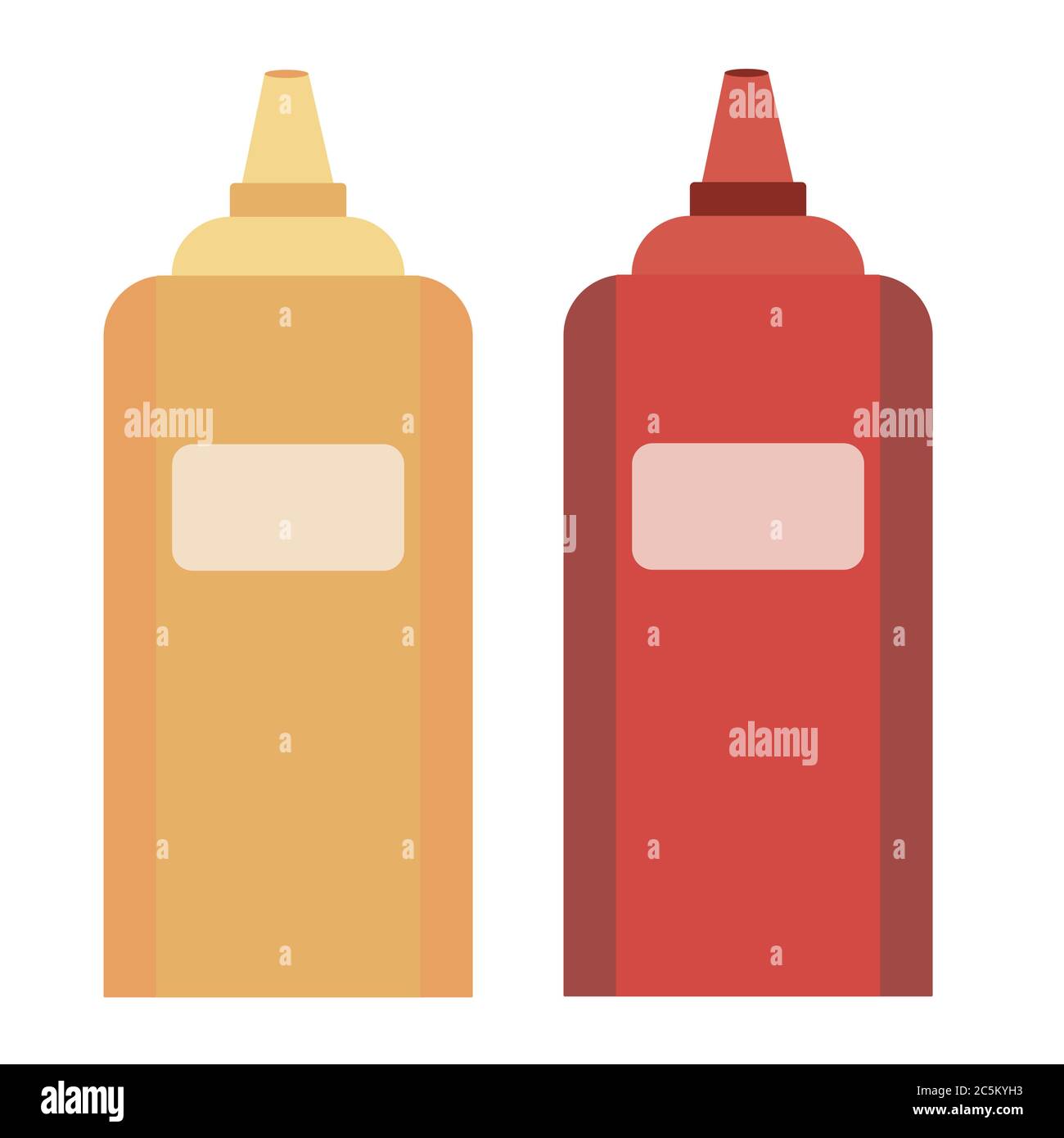 Flaschen Ketchup und Senf auf weißem Hintergrund. Vektor-Illustration in trendigen flachen Stil. EPS 10 Stock Vektor
