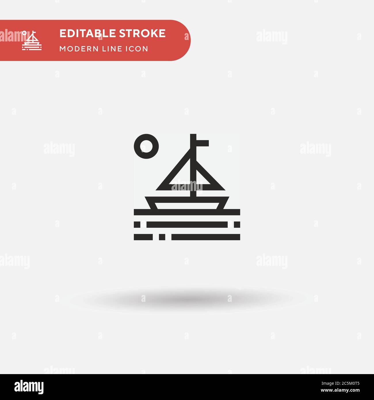 Einfaches Vektorsymbol für Segelboot. Illustration Symbol Design Vorlage für Web mobile UI Element. Perfekte Farbe modernes Piktogramm auf bearbeitbaren Strich. Segelschiff-Symbole für Ihr Geschäftsprojekt Stock Vektor