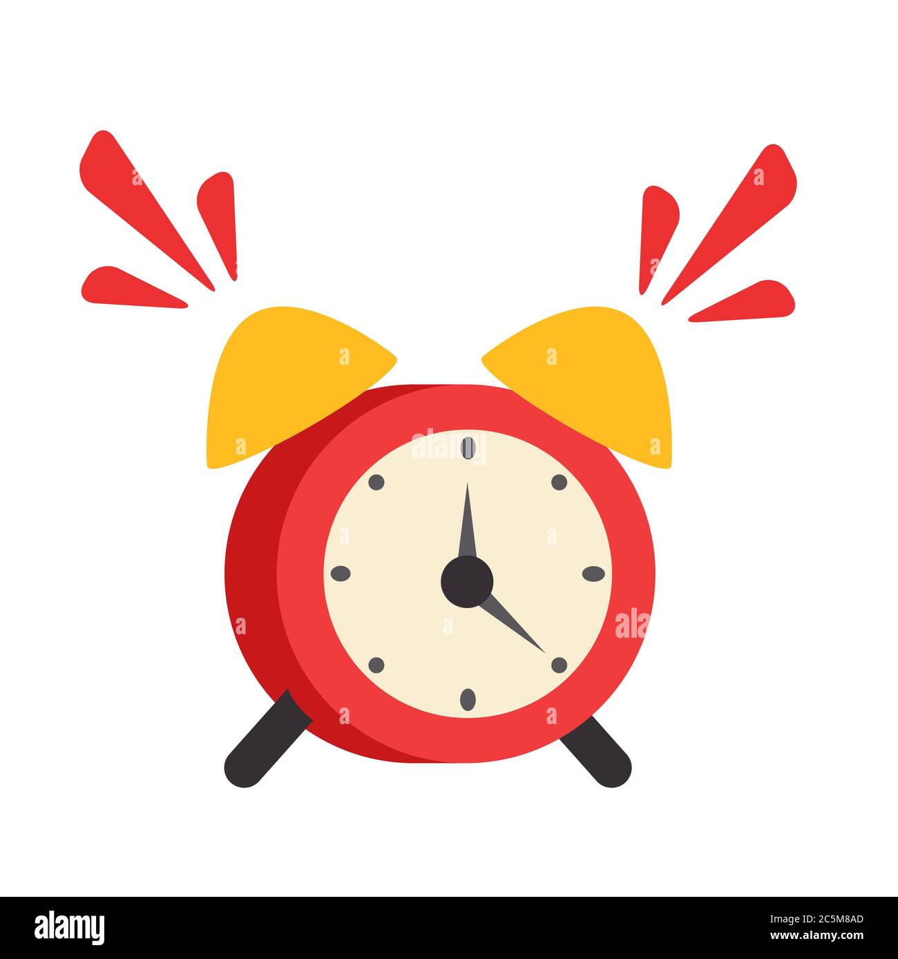 Wecker mit rotem Symbol in trendigem flachem Stil. Vektorgrafik. EPS 10. Stock Vektor