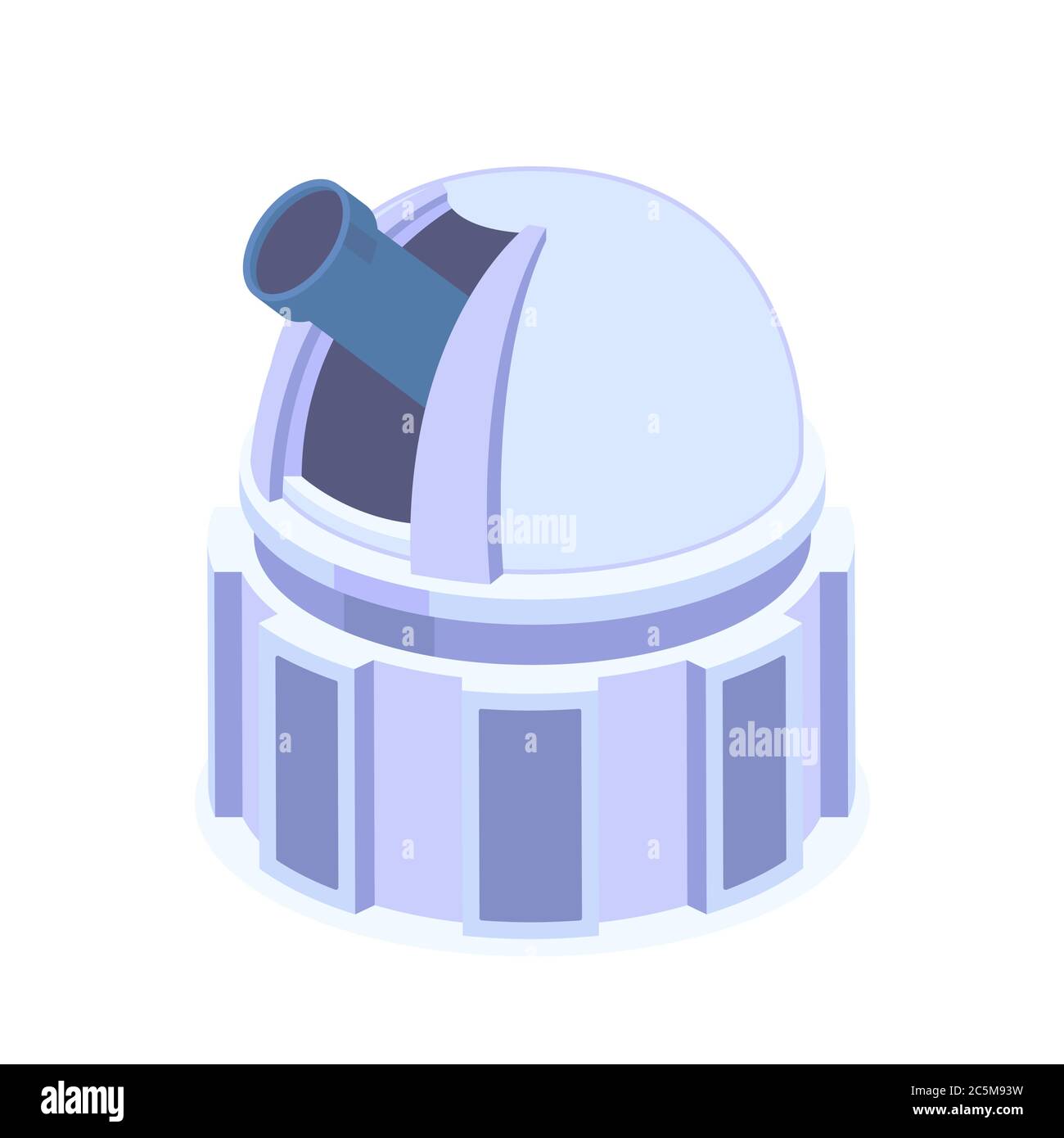 Astronomische Sternwarte auf weißem Hintergrund. Vektorgrafik. EPS 10. Stock Vektor