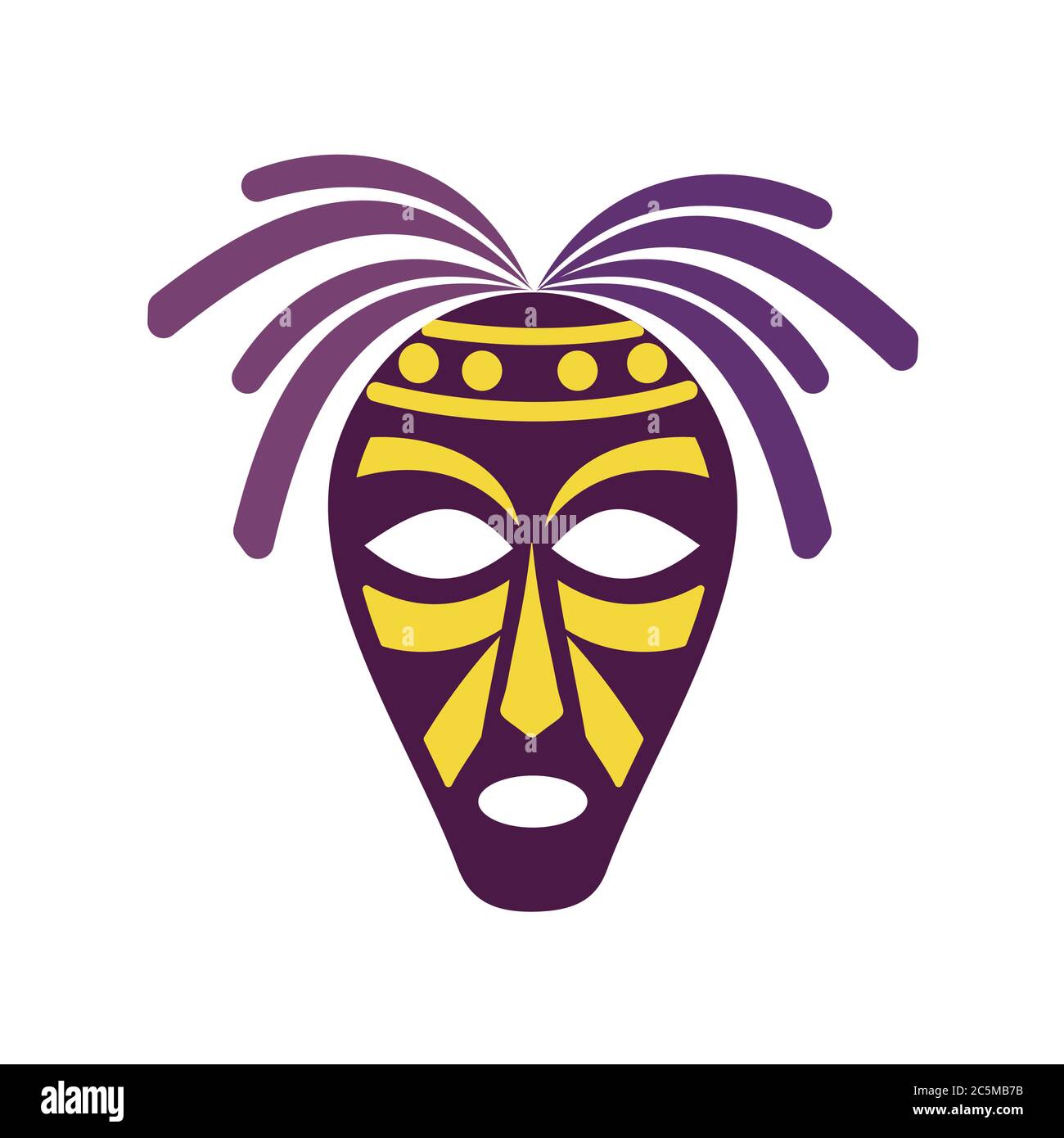 Afrikanische Maske auf weißem Hintergrund. Vektor-Illustration in trendigen flachen Stil. EPS 10 Stock Vektor