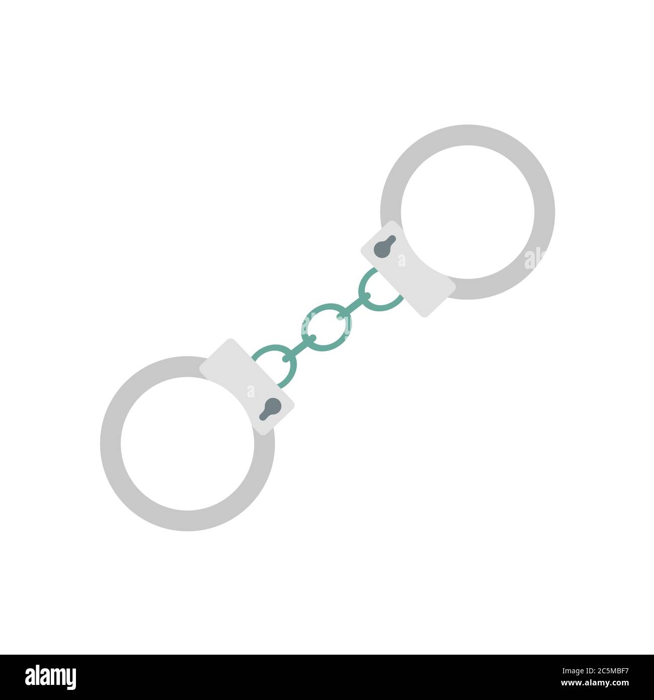 Handschellen Der Polizei. Vektor-Illustration EPS 10 in trendigen flachen Stil isoliert. Stock Vektor