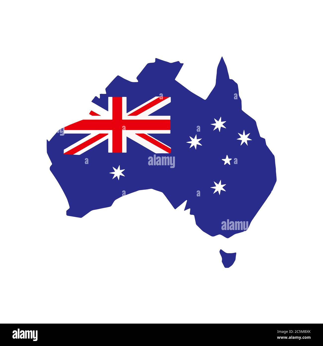 Australien Karte mit Flagge auf weißem Hintergrund. Vektorgrafik. EPS 10. Stock Vektor