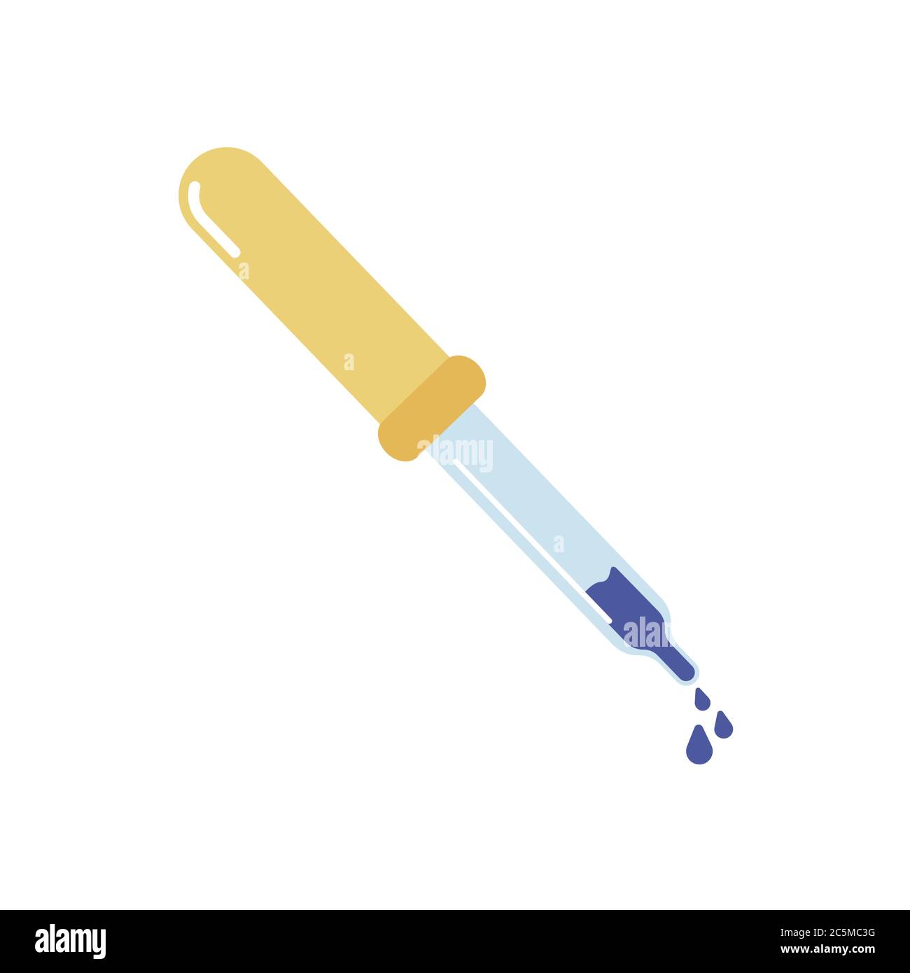 Pipette mit einem Tropfen auf weißem Hintergrund. Element des medizinischen, chemischen Labors. Vektorgrafik EPS 10. Stock Vektor