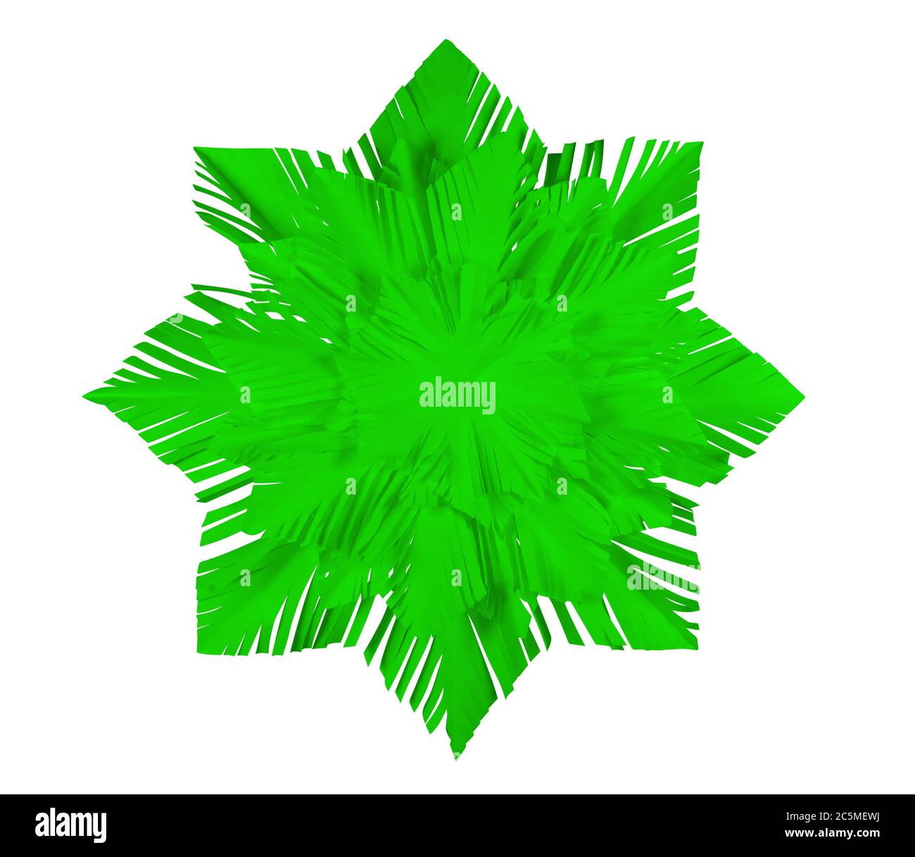 Grünes Papier Schneeflocke isoliert auf weißem Hintergrund mit Beschneidungspfad Stockfoto