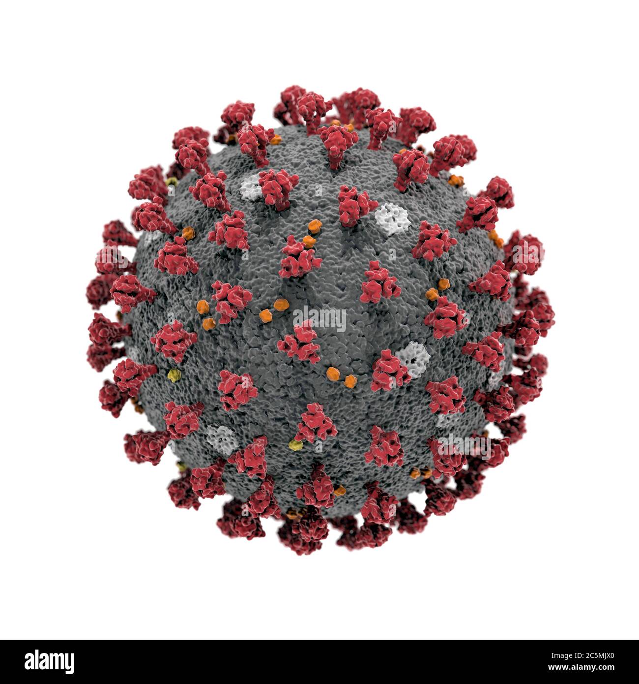 Mikroskopische 3D-Visualisierung des Covid-19 Corona Virus Stockfoto