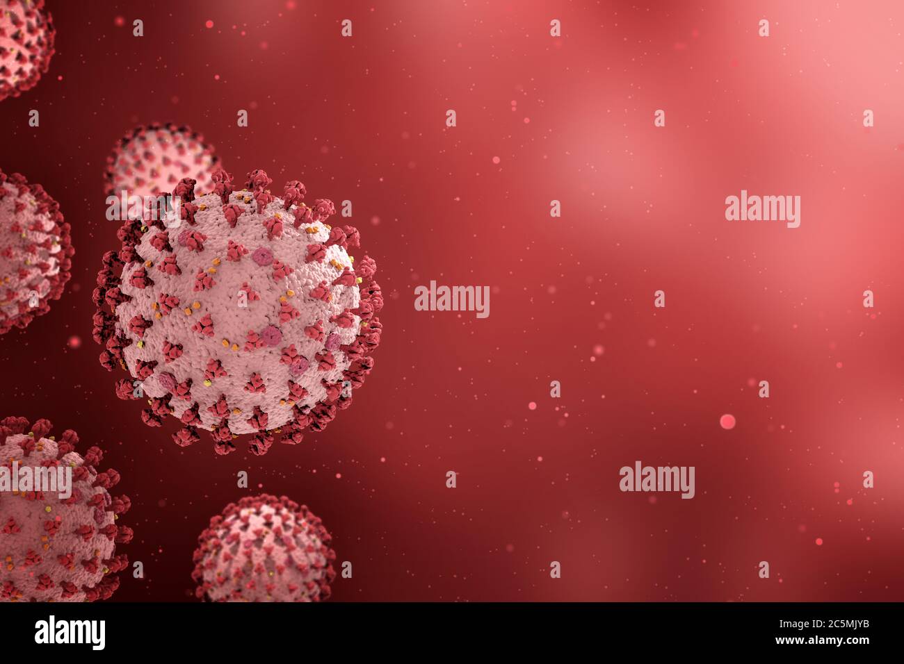 Mikroskopische 3D-Visualisierung des Covid-19 Corona Virus Stockfoto
