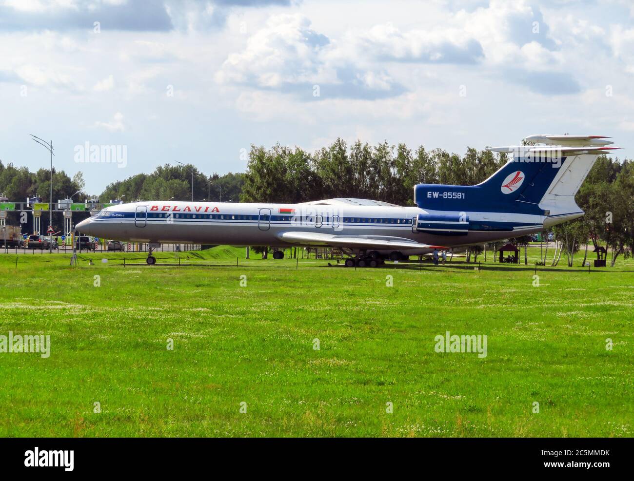 Minsk, Weißrussland - 14. Juli 2018: TU-154 (Tupolev) Flugzeug im Freilichtmuseum der alten Zivilluftfahrt in der Nähe des Flughafens Minsk. Die Tupolev TU-154 ist ein THR Stockfoto