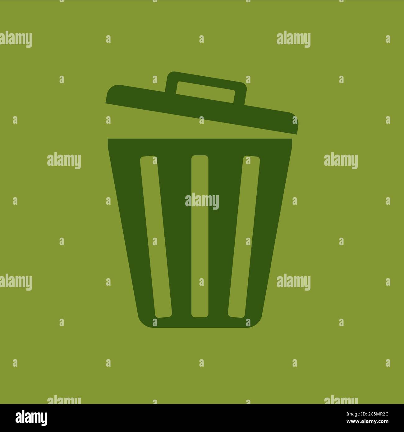 Mülltonnen und Beutel in flachen Stil Ikonen. Vektor-Symbole von Müllsäcken, Mülltonnen und Dosen. Stock Vektor