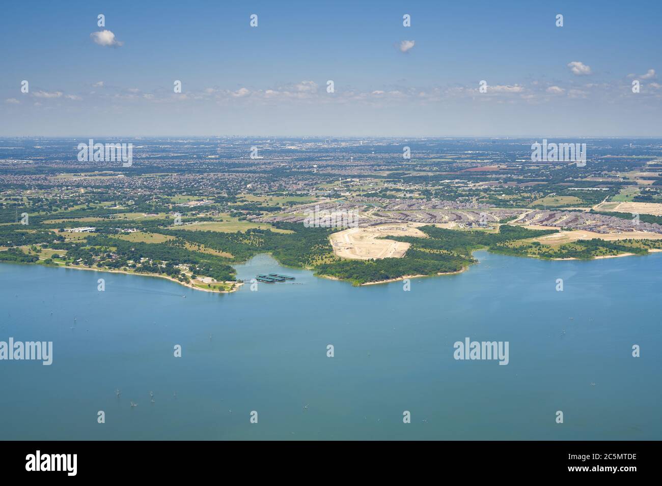 Luftaufnahme von Lavon Lake, Texas, USA. Stadt Lucas, Vorort Wohnanlage. Dallas-Fort Worth-Arlington Metropolitan Area. Stockfoto