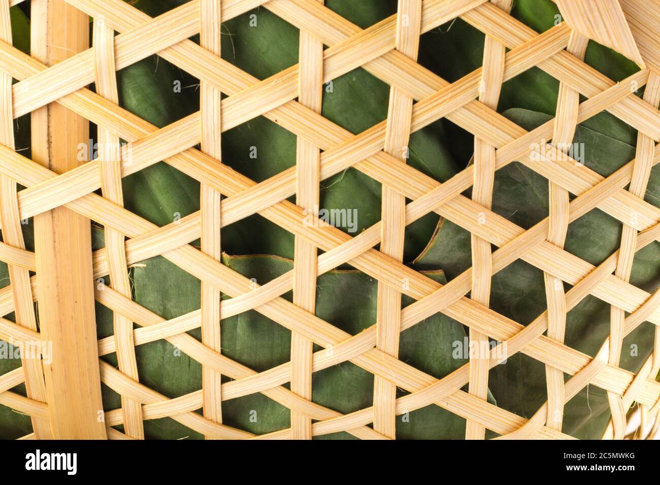 Geschlossen Bambus Holz handgemachte braun oder Weidenhandwerk Webstruktur Hintergrund Stockfoto