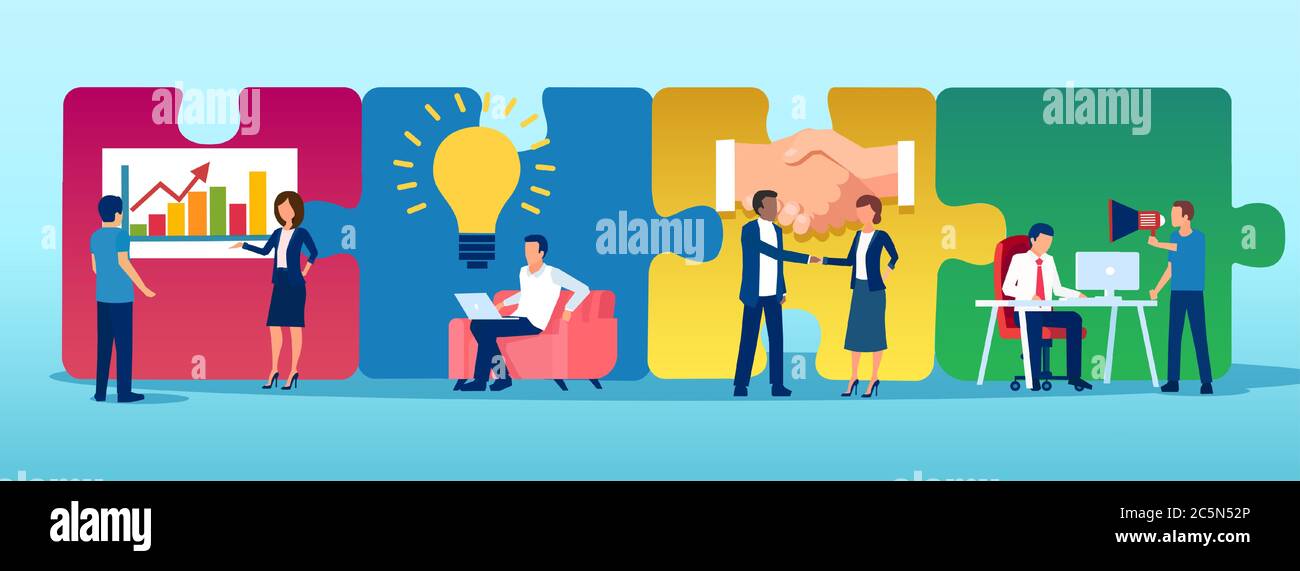 Vektor der Business-Team arbeiten auf einem Puzzle-Hintergrund Stock Vektor