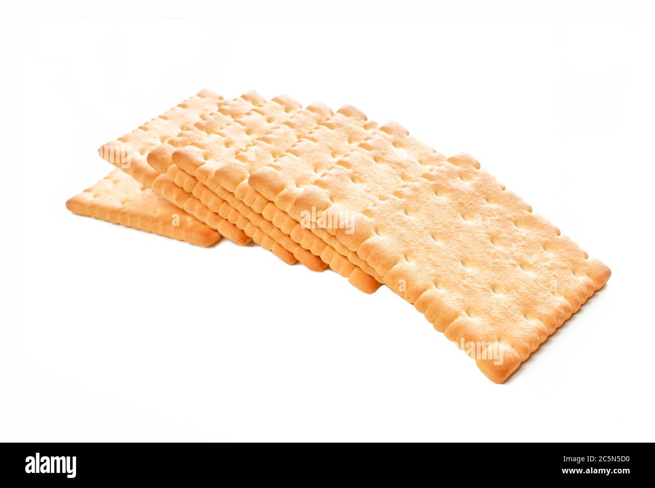 Mehrere Butter Tee Cookies auf weißem Hintergrund isoliert. Stapel von französischen Keksen Stockfoto