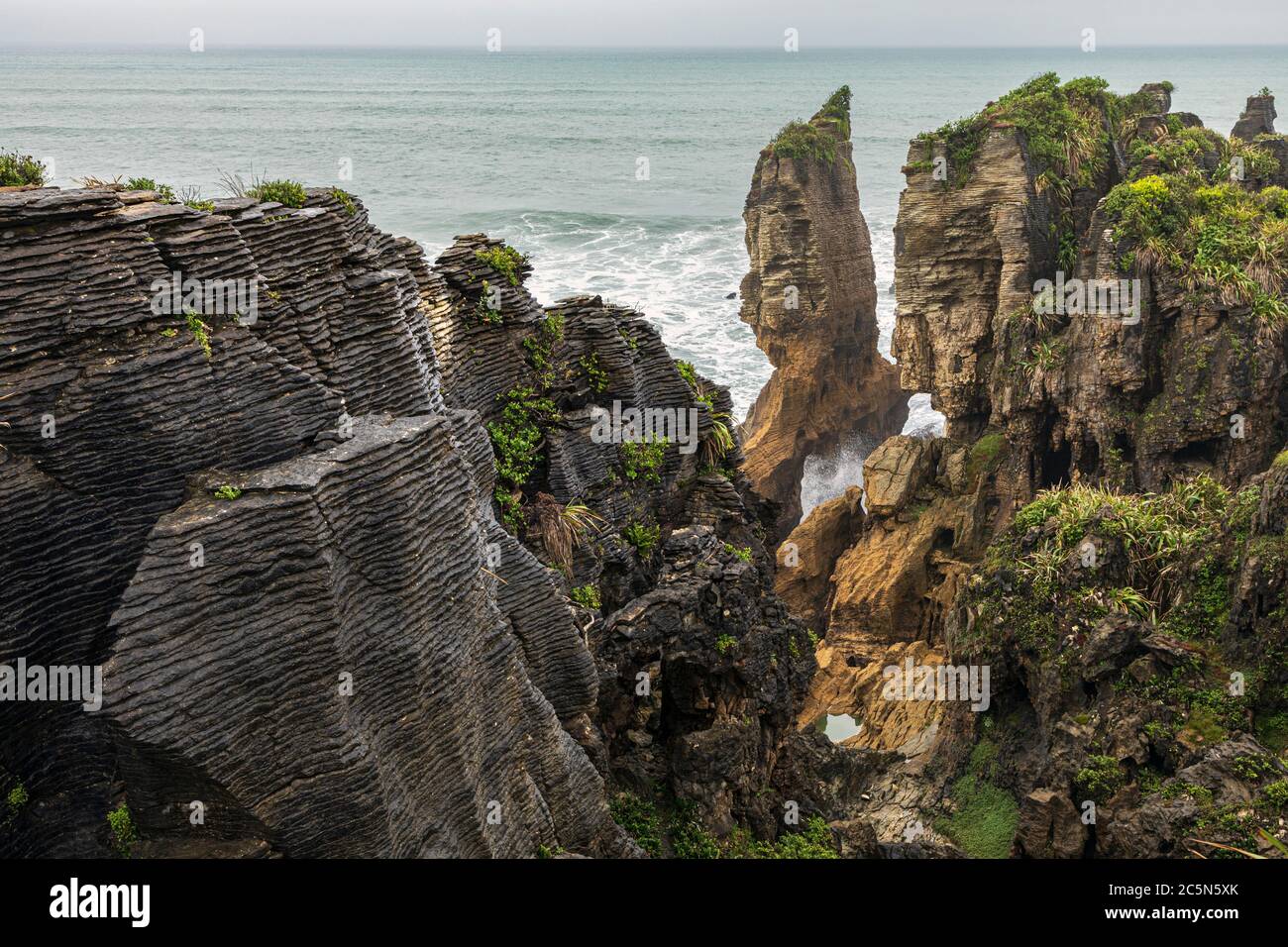 Punakaiki Pancake Rocks, Westküste, Südinsel, Neuseeland Stockfoto