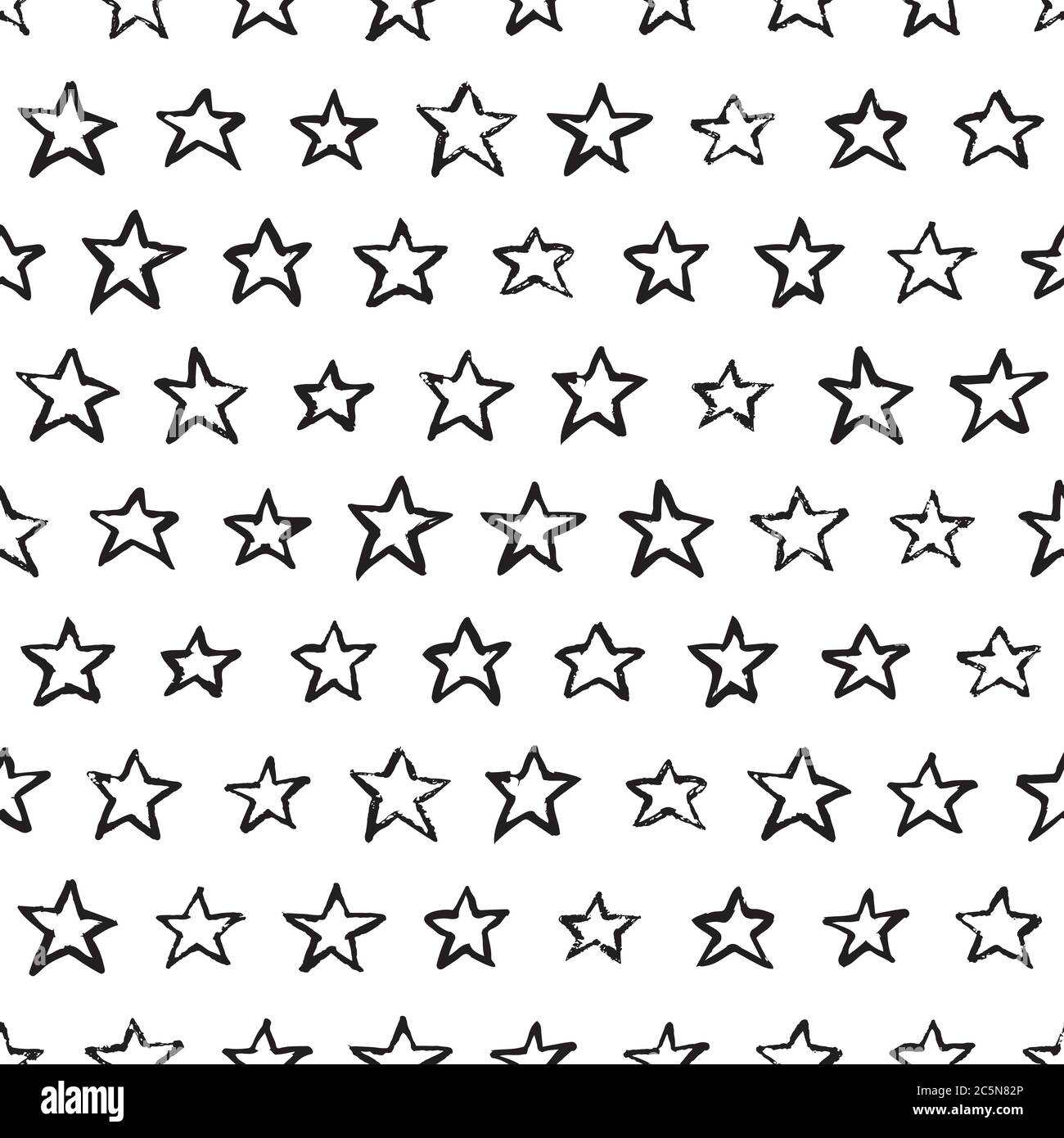 Abstrakt Aquarell Sterne Vektor nahtlose Muster. Trendy Mode-Textildruck in schwarz-weißen Farben. Art geometrische Tinte Textur Hintergrund. Handzeichnen Stock Vektor