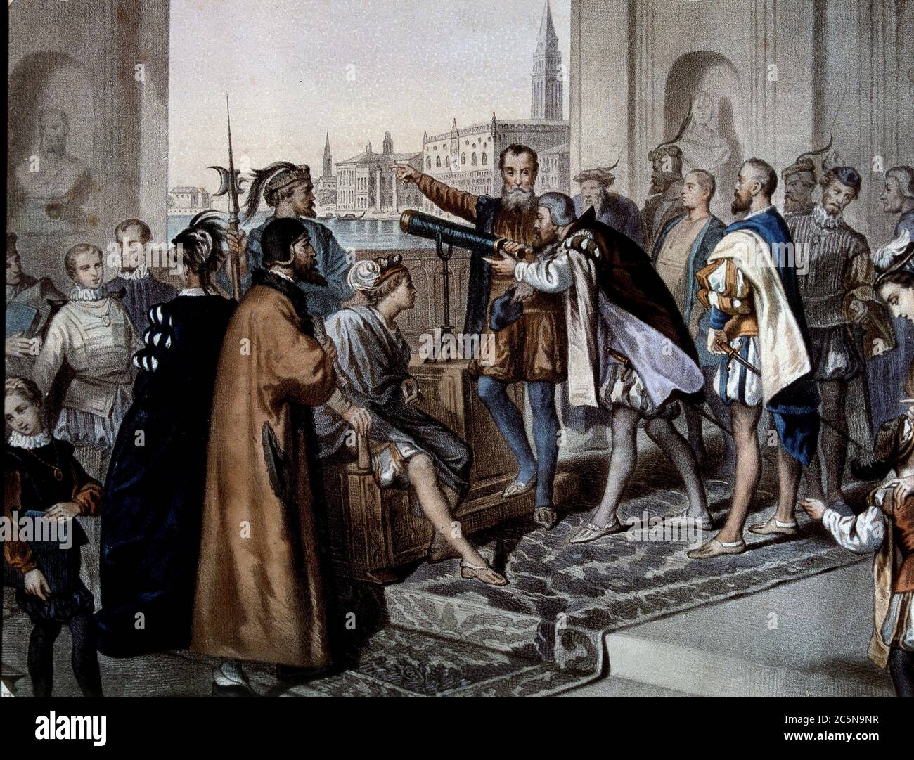 GALILEO GALILEI. ASTROLOGO ITALIANO. 1564-1642. LITOGRAFIA DE L. TURGIS. Stockfoto