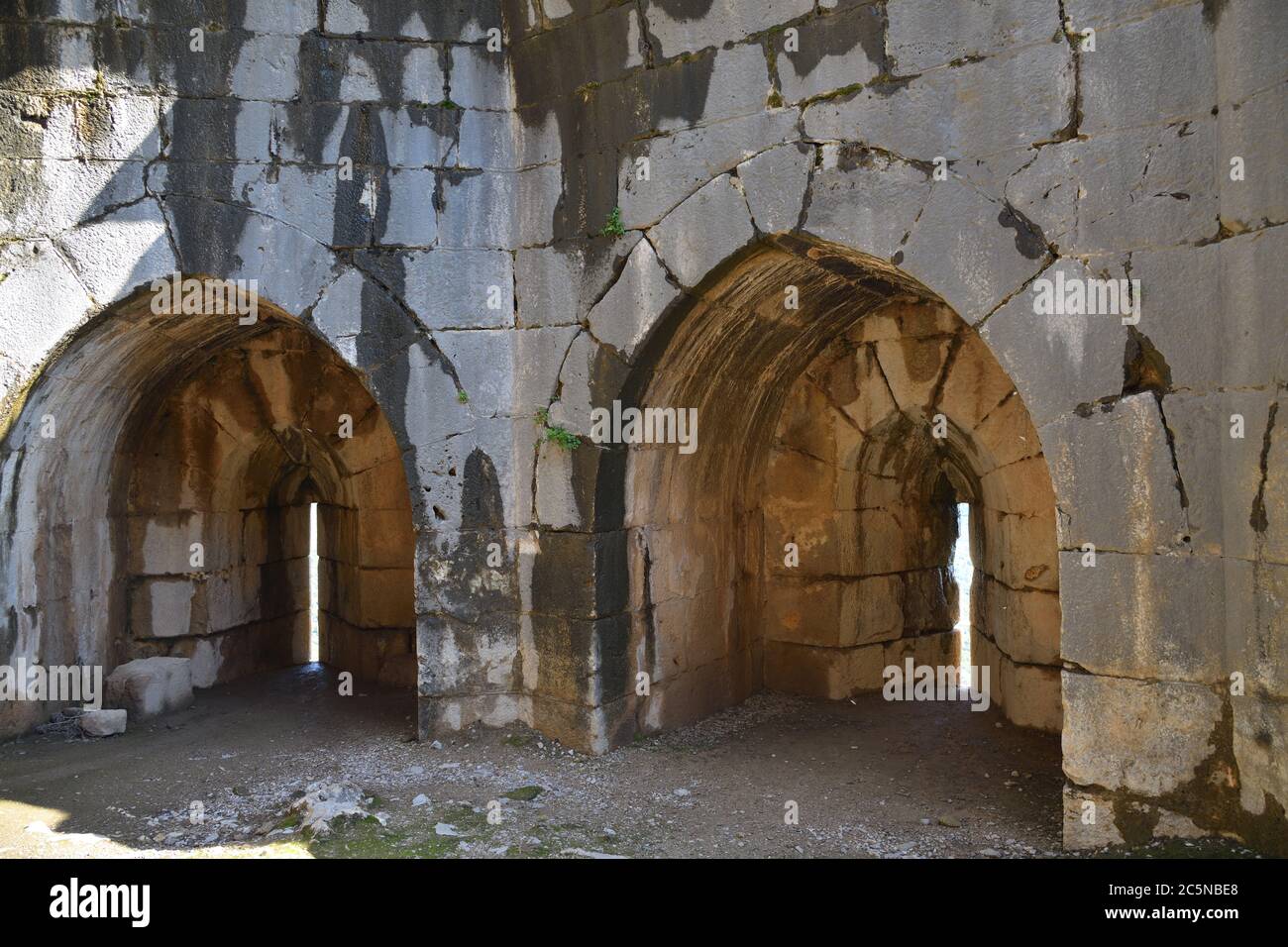 Im Inneren der Nimrod Festung in Israel ist eine mittelalterliche muslimische Festung im nördlichen Teil der Golan Höhen. Die größte und beeindruckendste Stockfoto