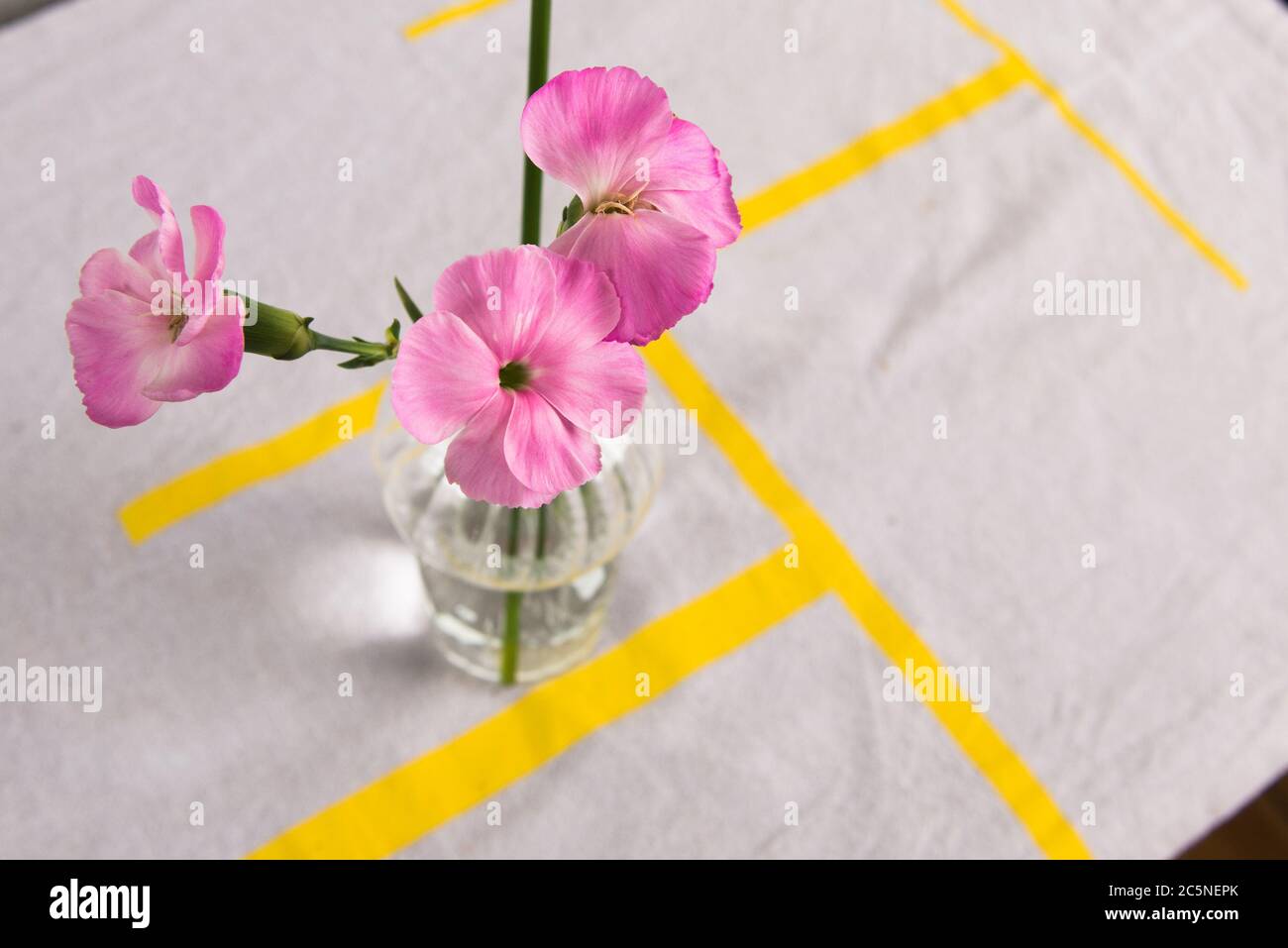 Vase mit rosa Blume Stockfoto