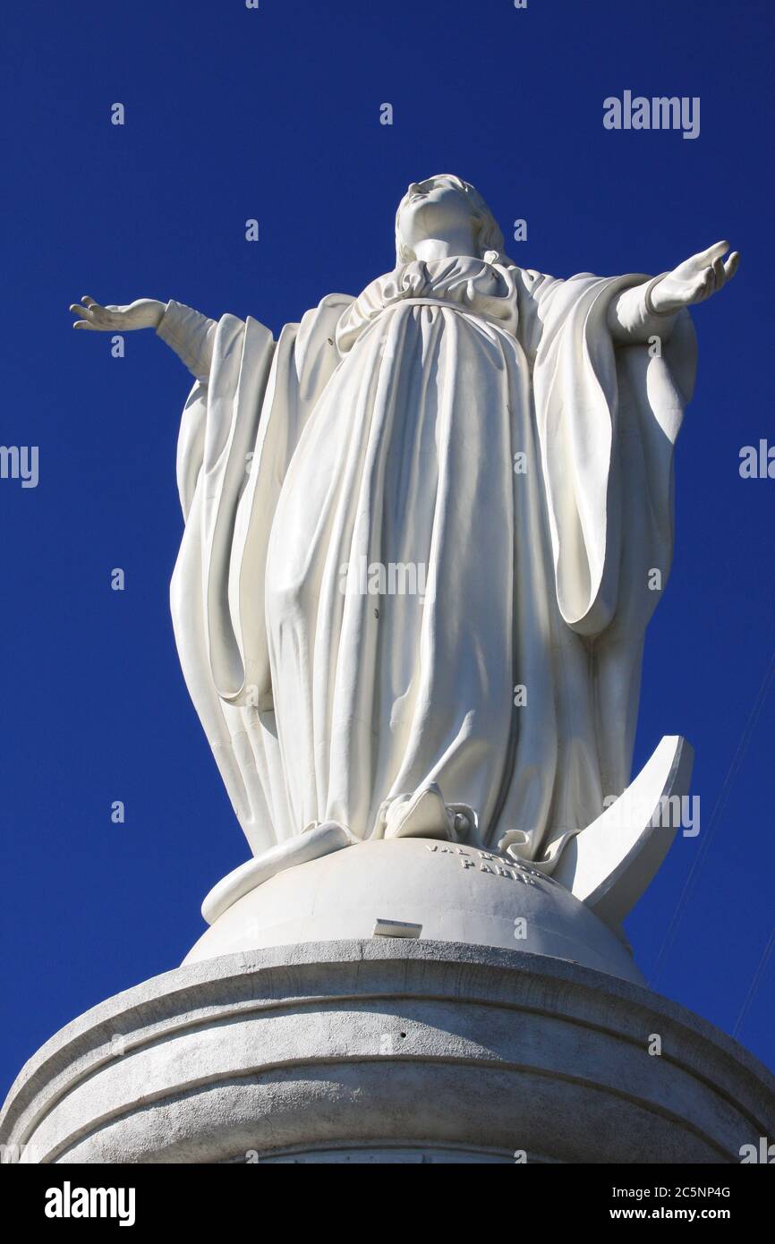 Blick von der Spitze des Santa Lucia Hügels, Santiago, Chile Stockfoto