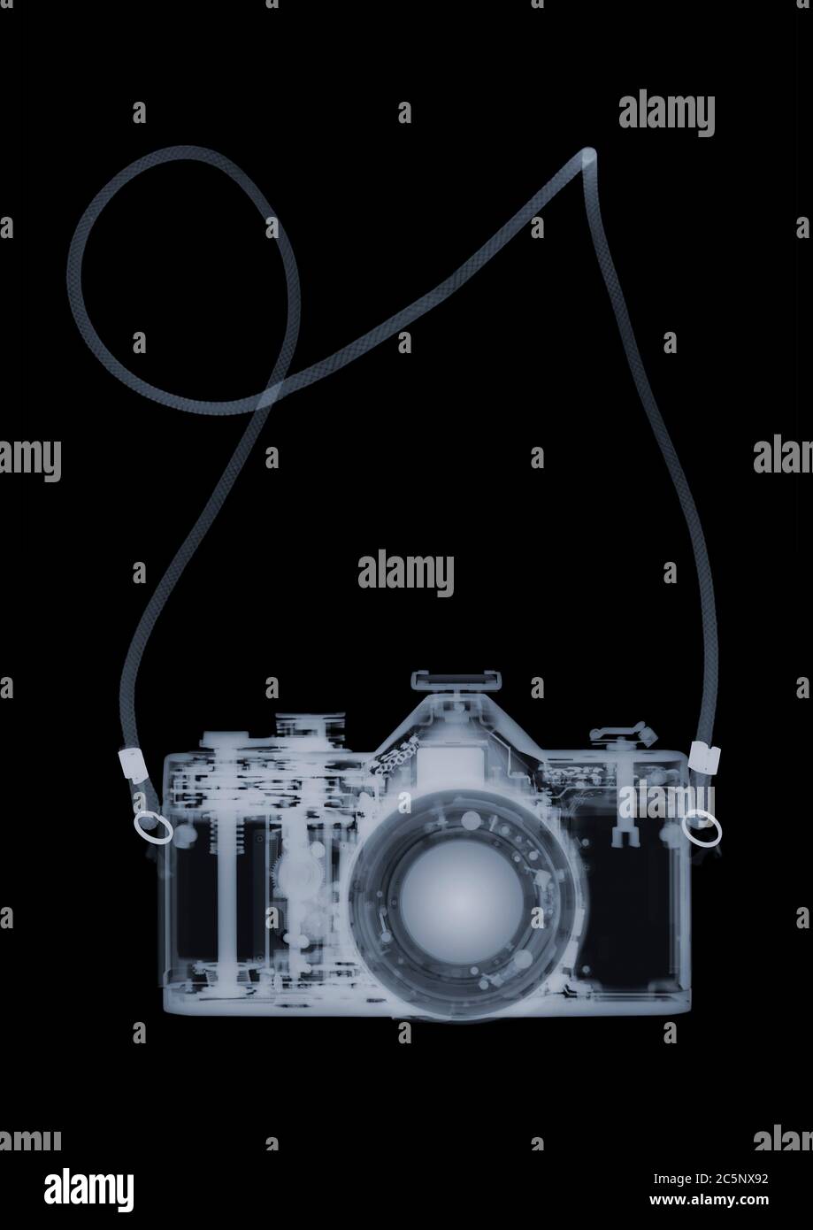 SLR-Kamera, farbige Röntgenstrahlung. Stockfoto