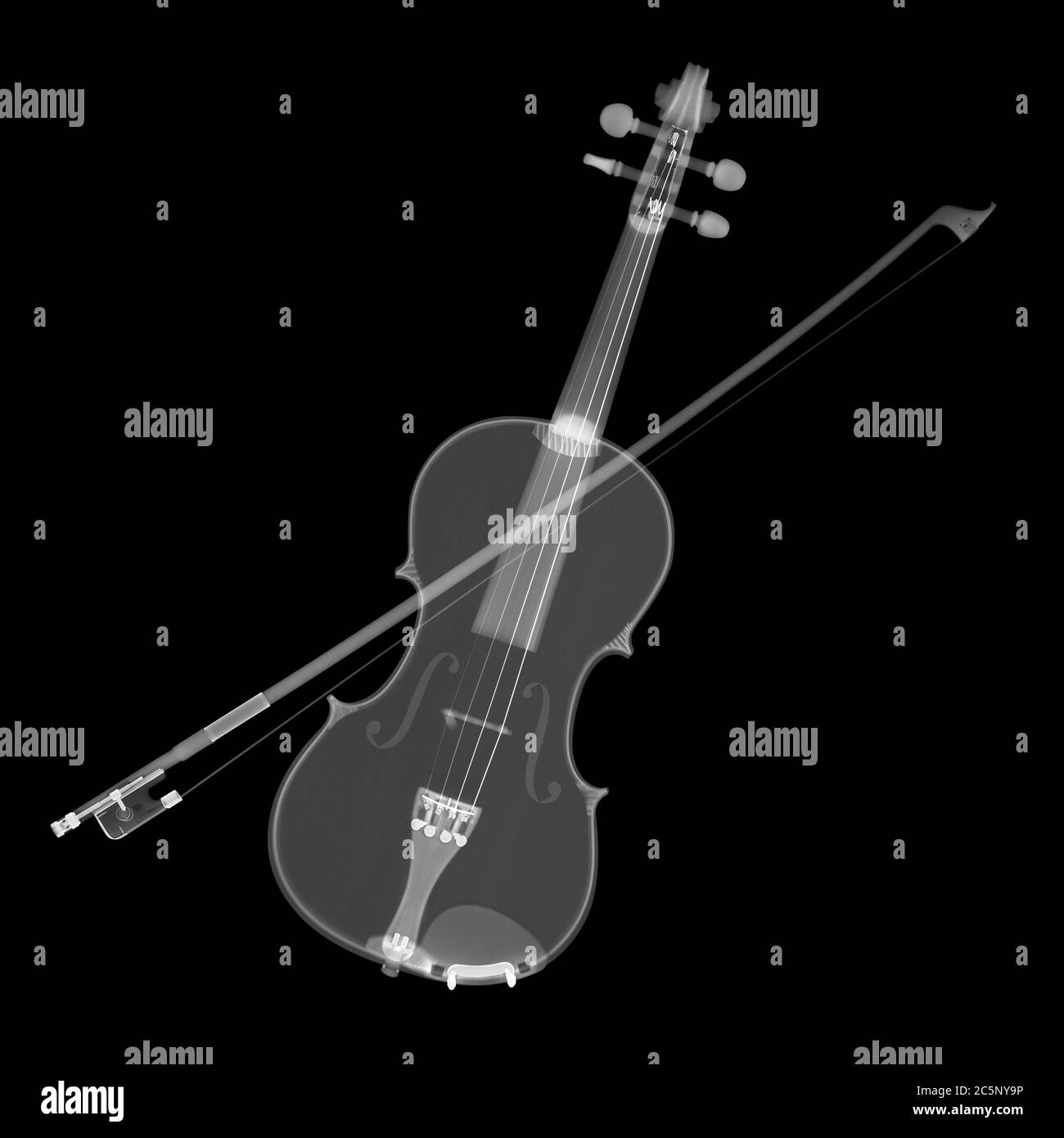 Violine und Bogen, Röntgenstrahlen. Stockfoto