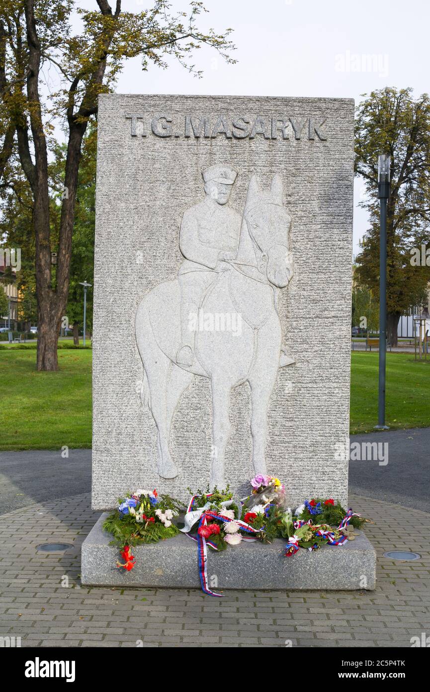 Denkmal von Tomas Garyk Masaryk ( TGM, Thomas Garrigue Masaryk ), erster tschechoslowakischer Präsident, Cesky Tesin, Schlesien, Tschechische republik / Tschechien Stockfoto