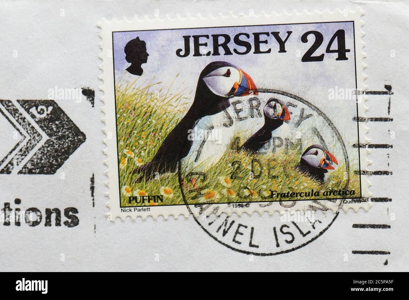 Jersey Papageientaucher Briefmarke Stockfoto