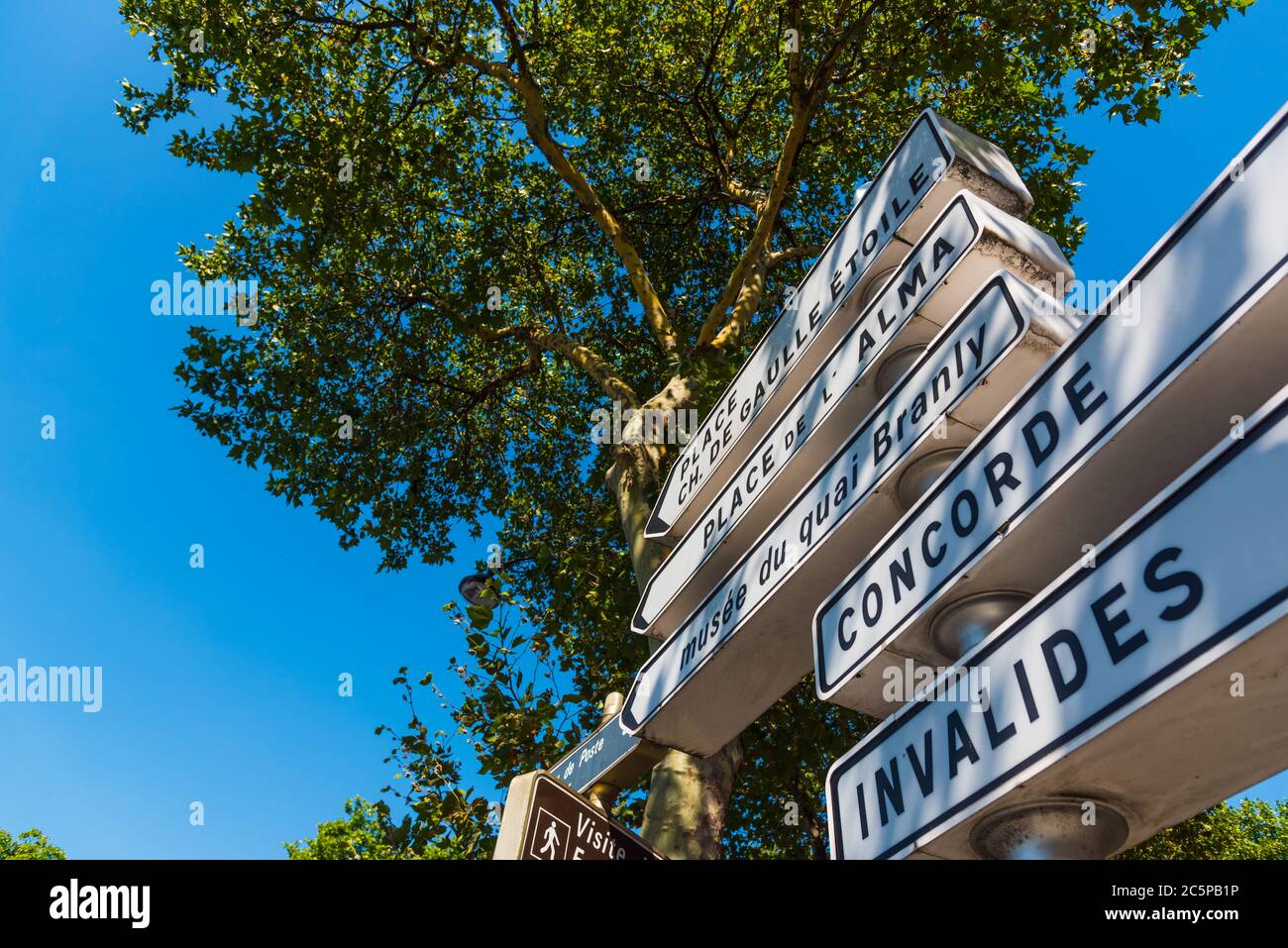 Richtungsschilder in weltberühmtem Paris, Frankreich Stockfoto