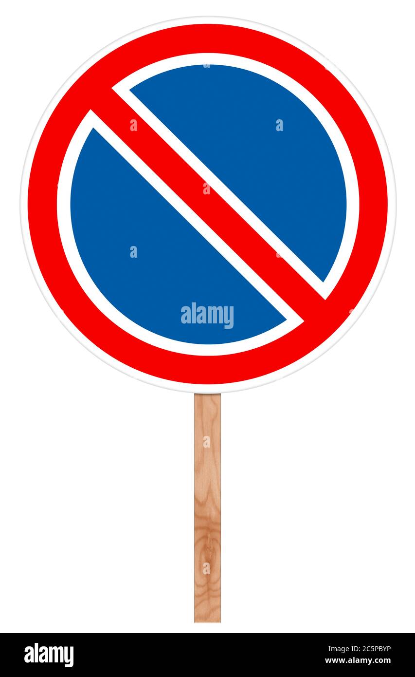 Verkehrsschild isoliert auf weiß - kein Parkplatz Stockfoto