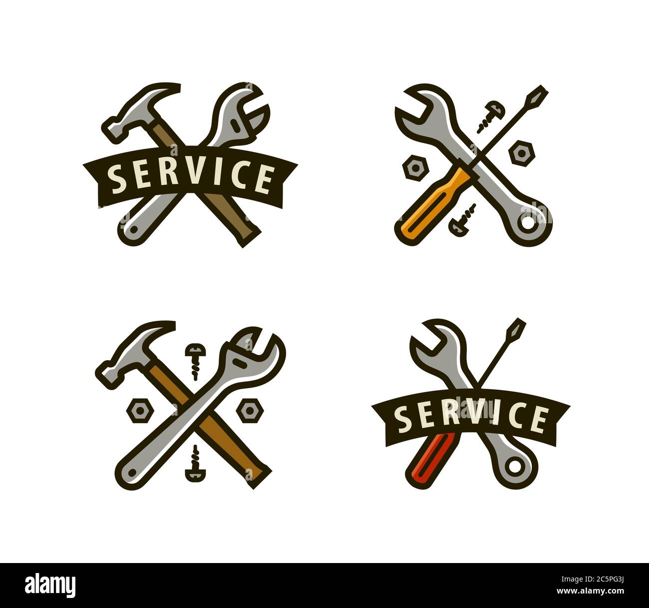 Service-Logo oder -Symbol. Werkzeuge, Reparatur Vektor Illustration Stock Vektor