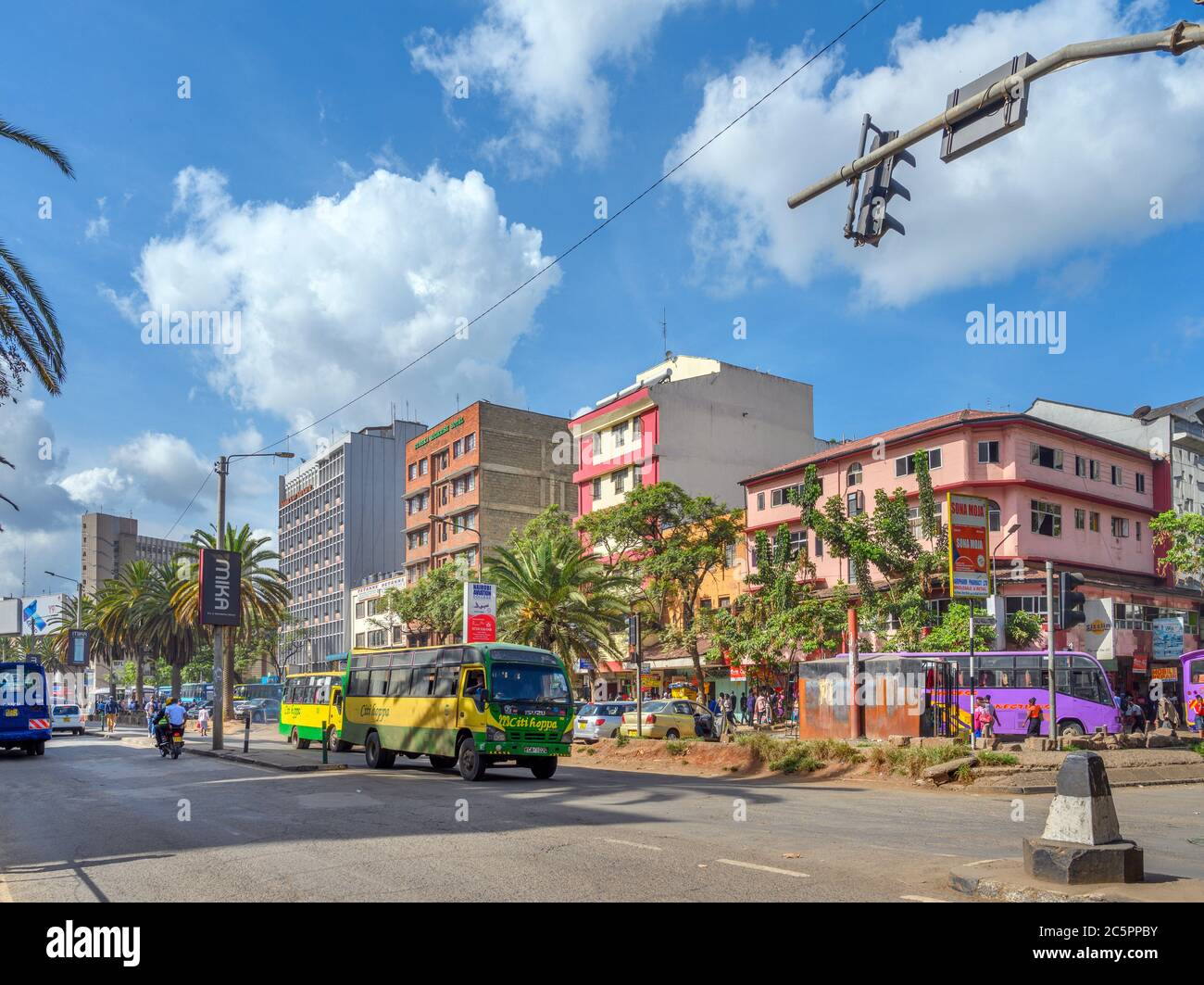 Moi Avenue in der Innenstadt von Nairobi, Kenia, Ostafrika Stockfoto