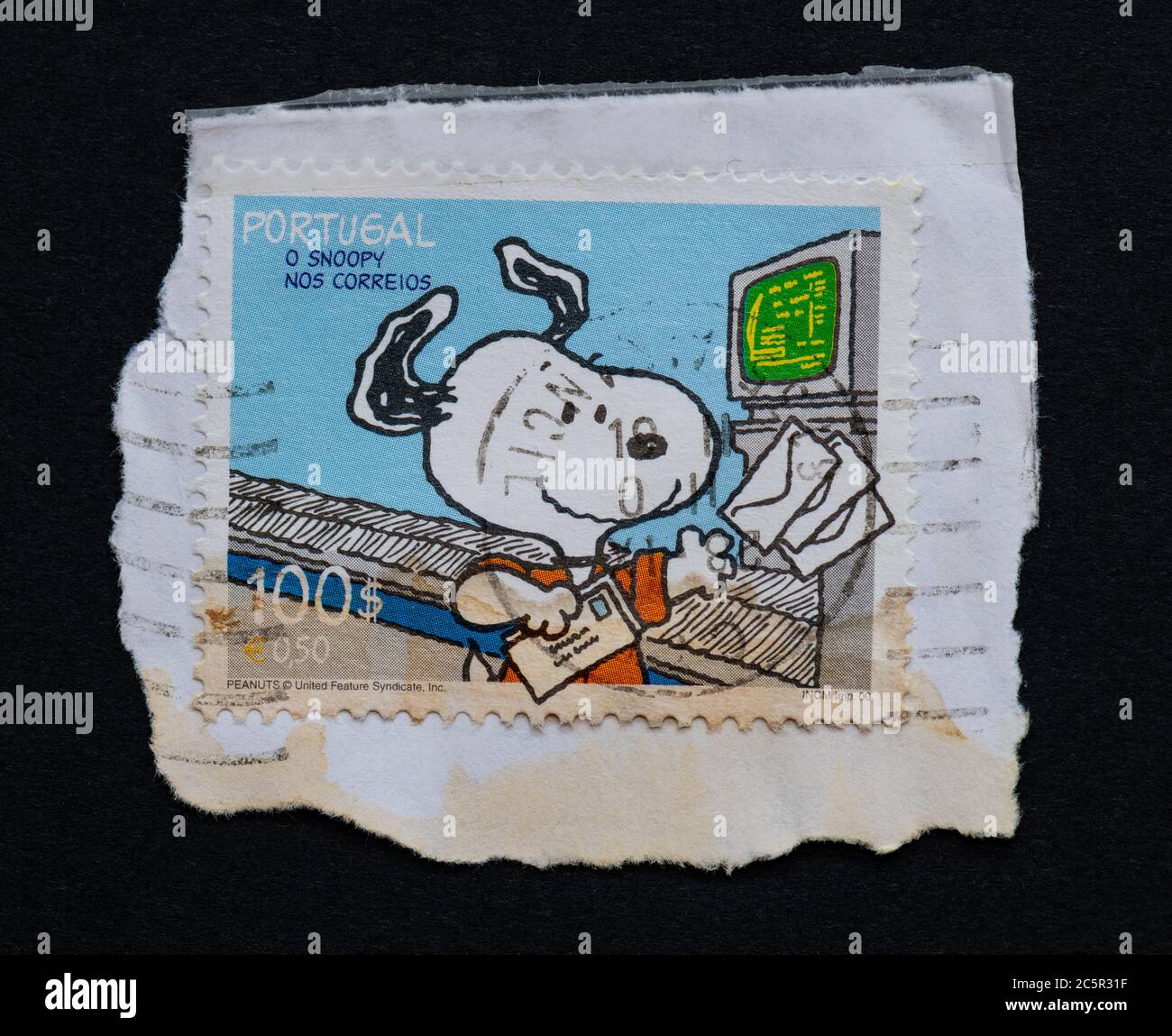 Snoopy Briefmarke ausgestellt in Portugal 2000 Stockfoto