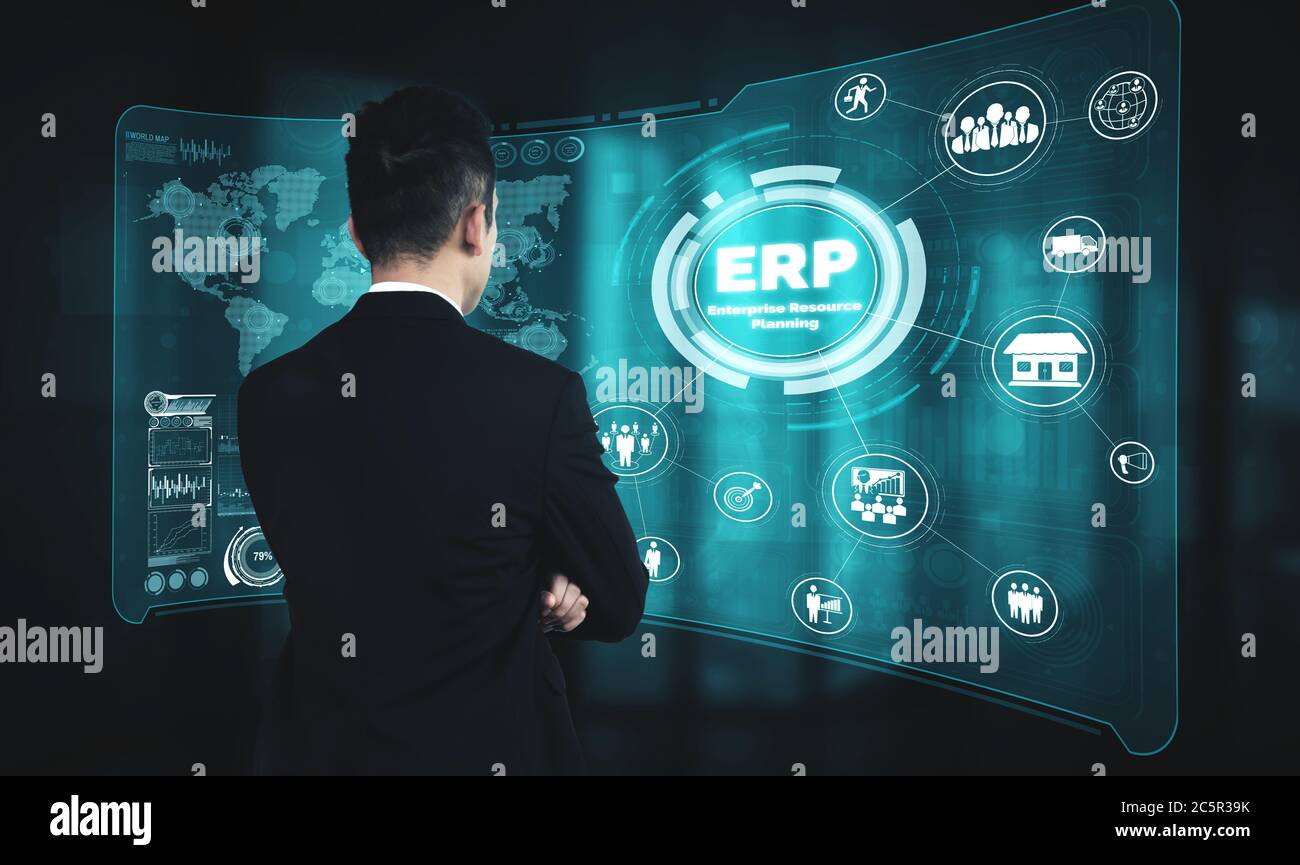 Enterprise Resource Management ERP-Softwaresystem für den Business-Ressourcen-Plan Stockfoto