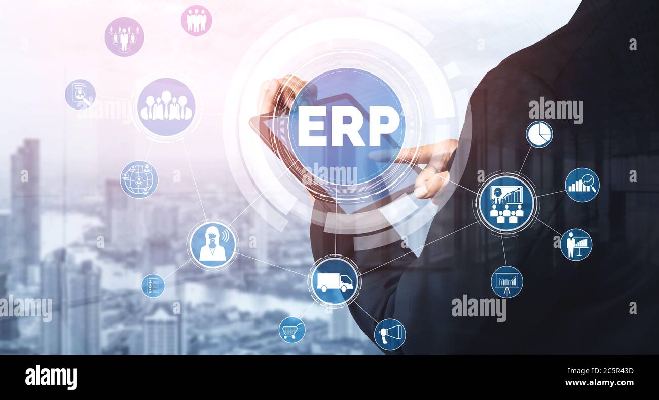 Enterprise Resource Management ERP-Softwaresystem für den Business-Ressourcen-Plan Stockfoto