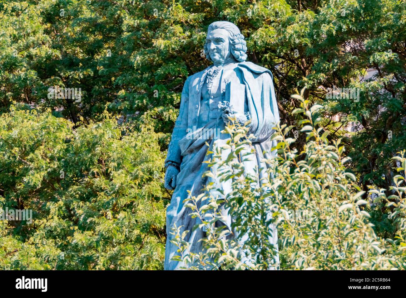 Carl von Linné Denkmal auf der Midway Plaisance am Campus der Universität Chicago - Vater der modernen Taxonomie. Stockfoto