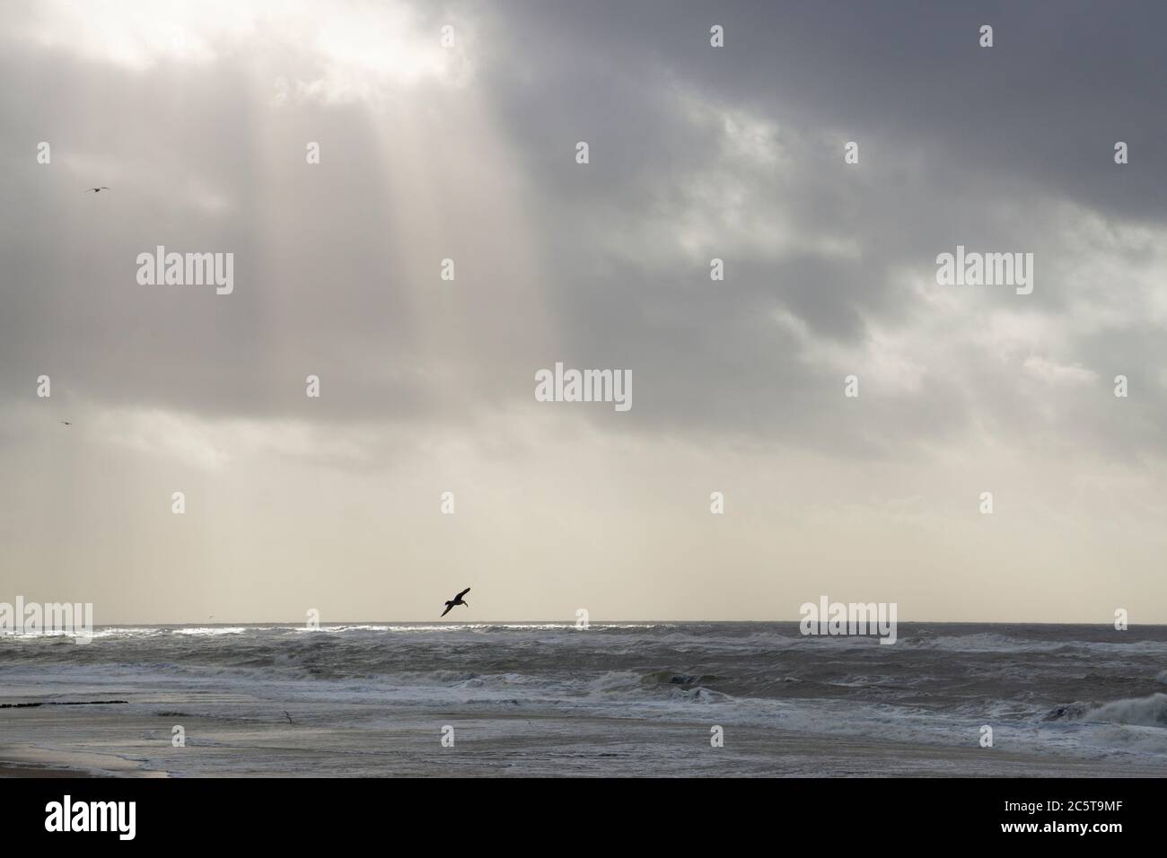 Dunkle Wolken über der Nordsee, Sylt, Nordfriesische Insel, Nordfriesland, Schleswig-Holstein, Deutschland, Europa Stockfoto