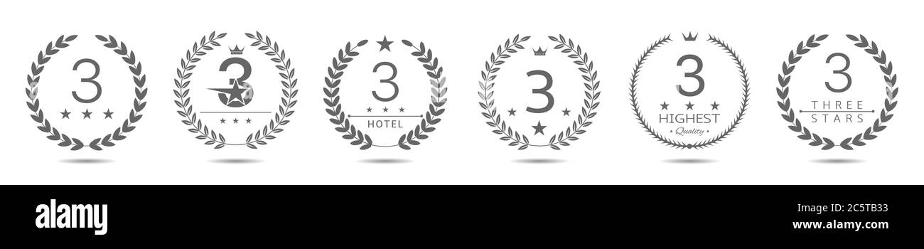 Die besten drei-Sterne-Hotel Kranzmarken Stock Vektor