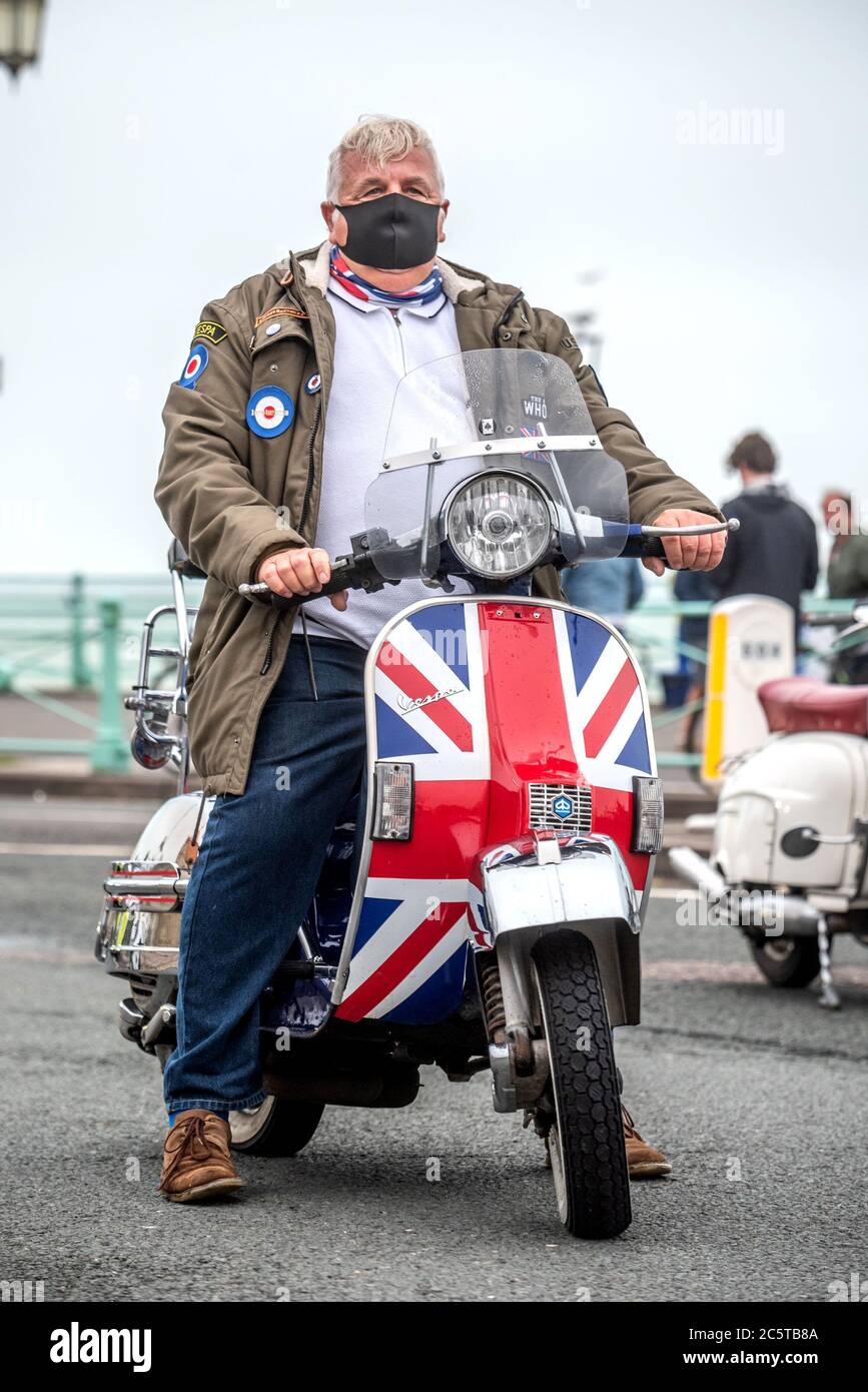 Brighton UK 4. Juli 2020: Die jährliche Mod Weekender in Brighton hatte verständlicherweise eine geringere Beteiligung als in den Vorjahren. Stockfoto
