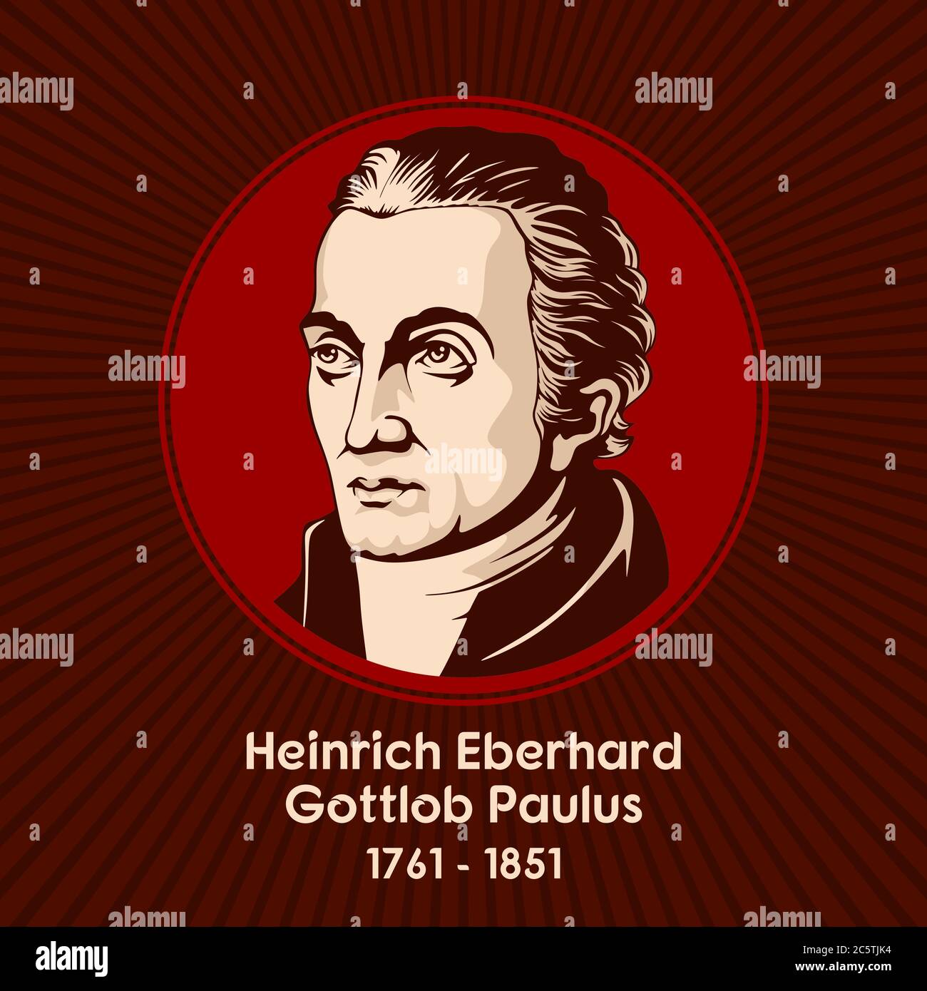 Heinrich Eberhard Gottlob Paulus (1761 - 1851) war ein deutscher Theologe und Bibelkritiker. Er ist bekannt als Rationalist, der natürliche angeboten Stock Vektor